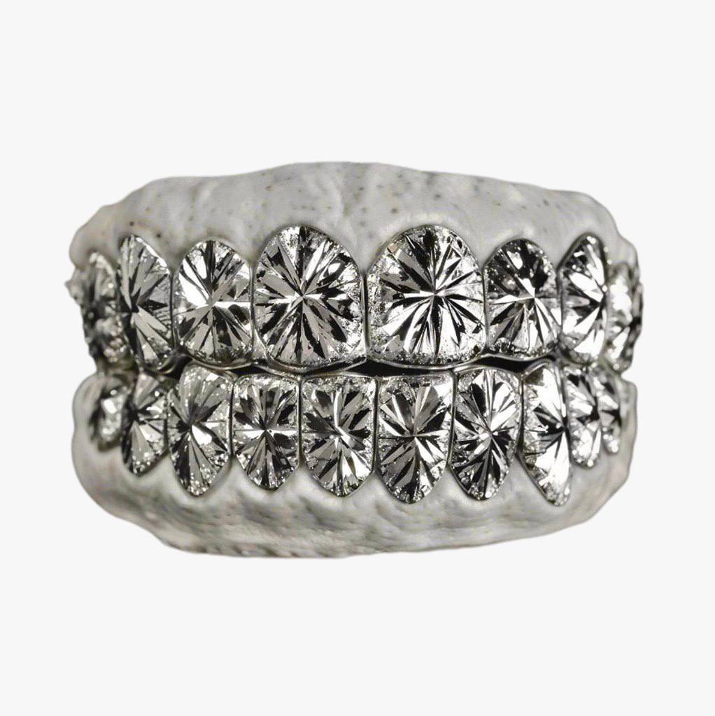 10 on 10 Starbust Diamond Dust Grillz 14K Gold