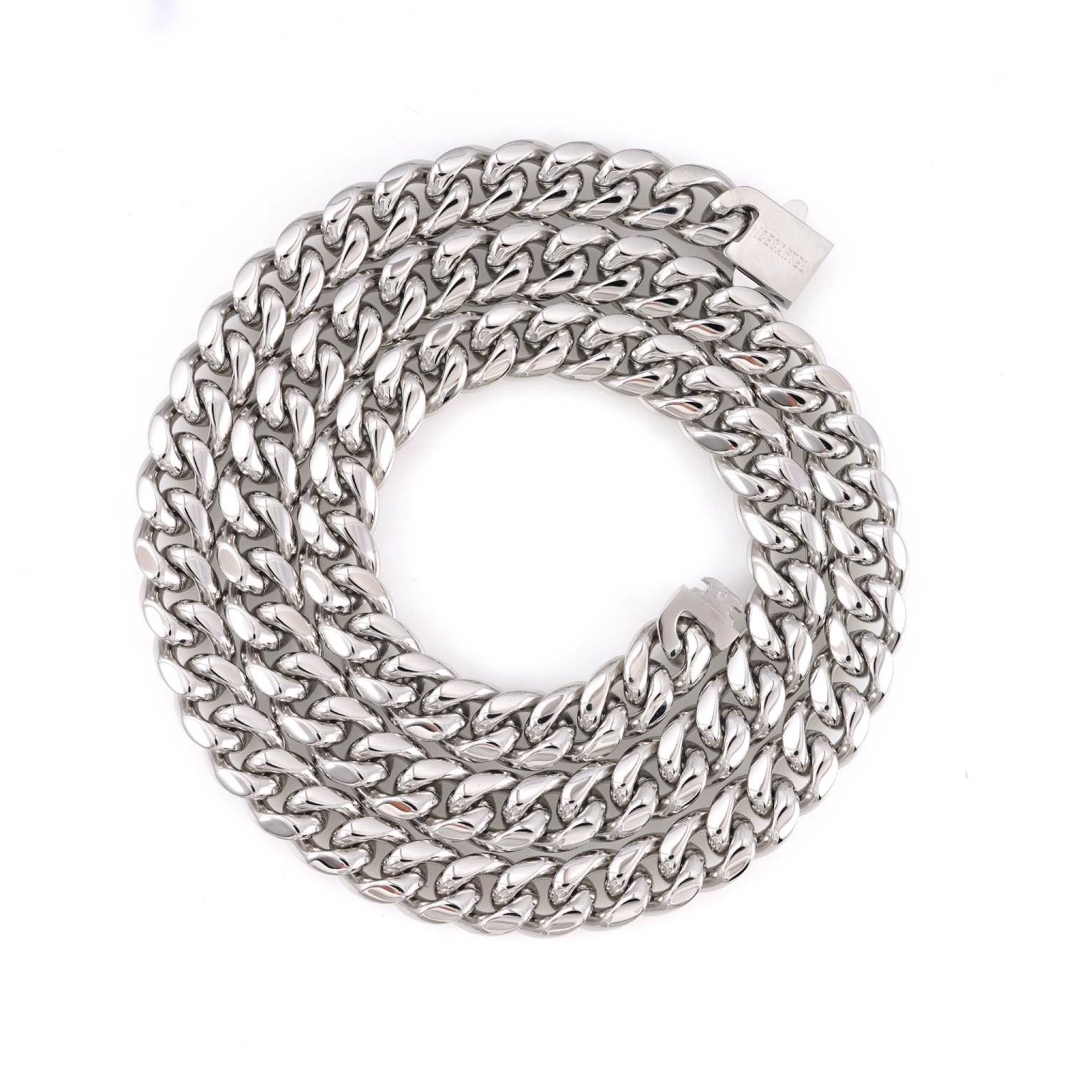 10MM Cuban Link Chain and Bracelet Bundle Silver - Image 5