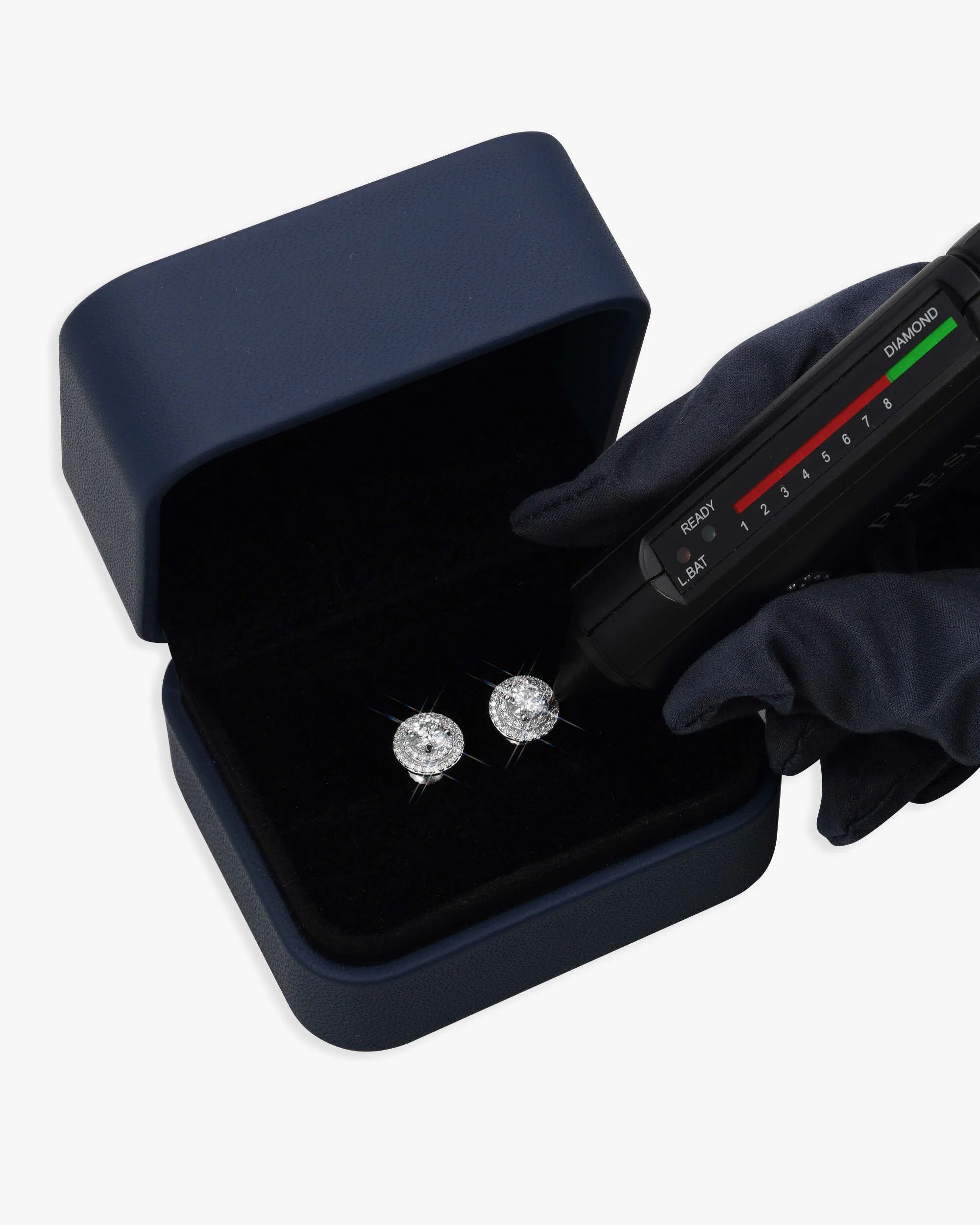 10MM Double Halo Moissanite Stud Earrings 14K Gold - Image 5