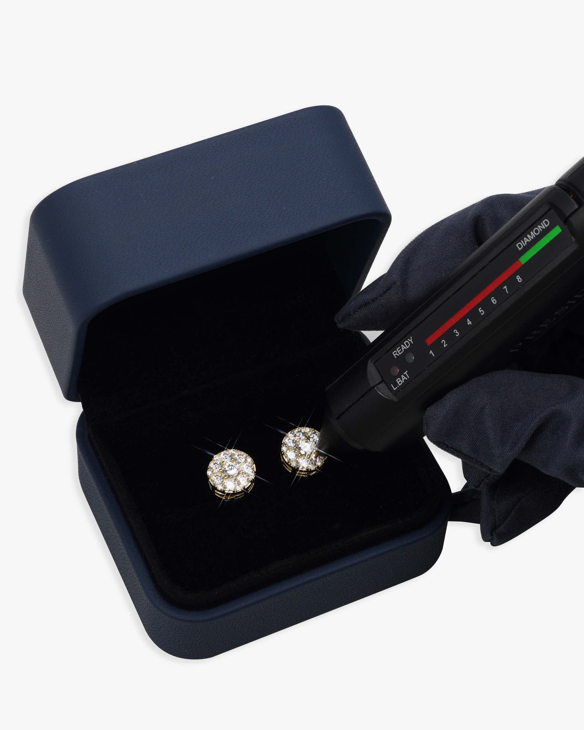 10MM Moissanite Cluster Halo Stud Earrings 14K Gold - Image 6
