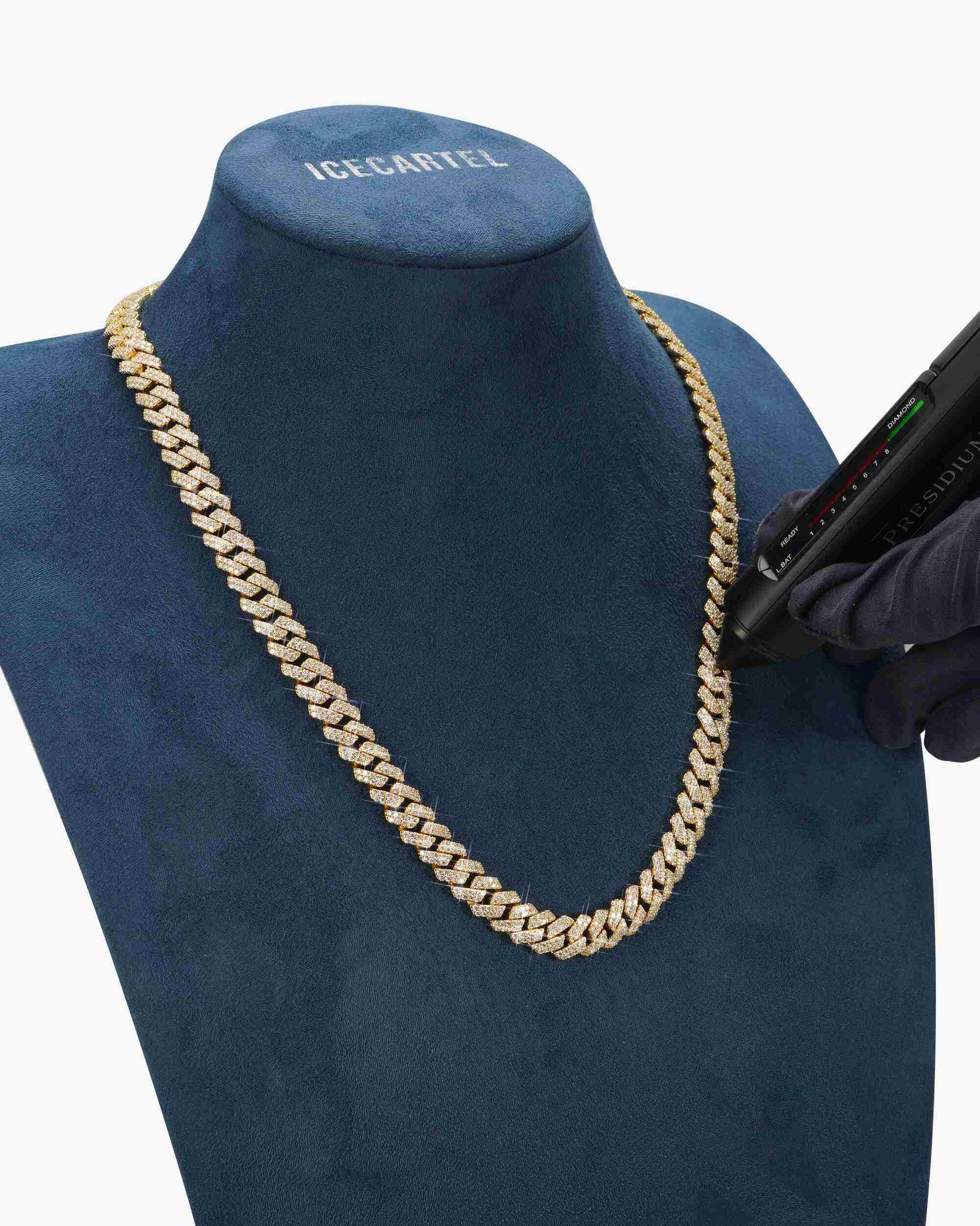 10MM Moissanite Prong Cuban Link Chain 14K Gold - Image 14