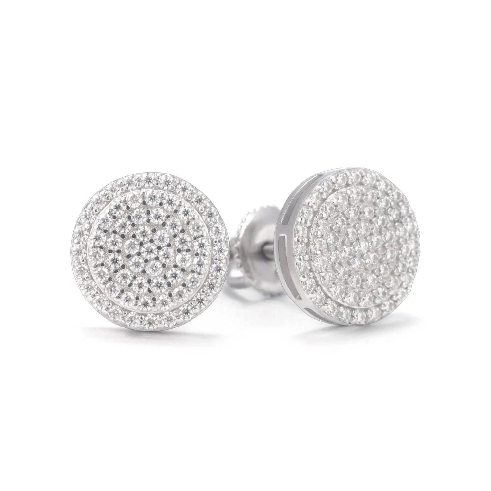 10MM Signet Moissanite Earrings 14K Gold - Image 7