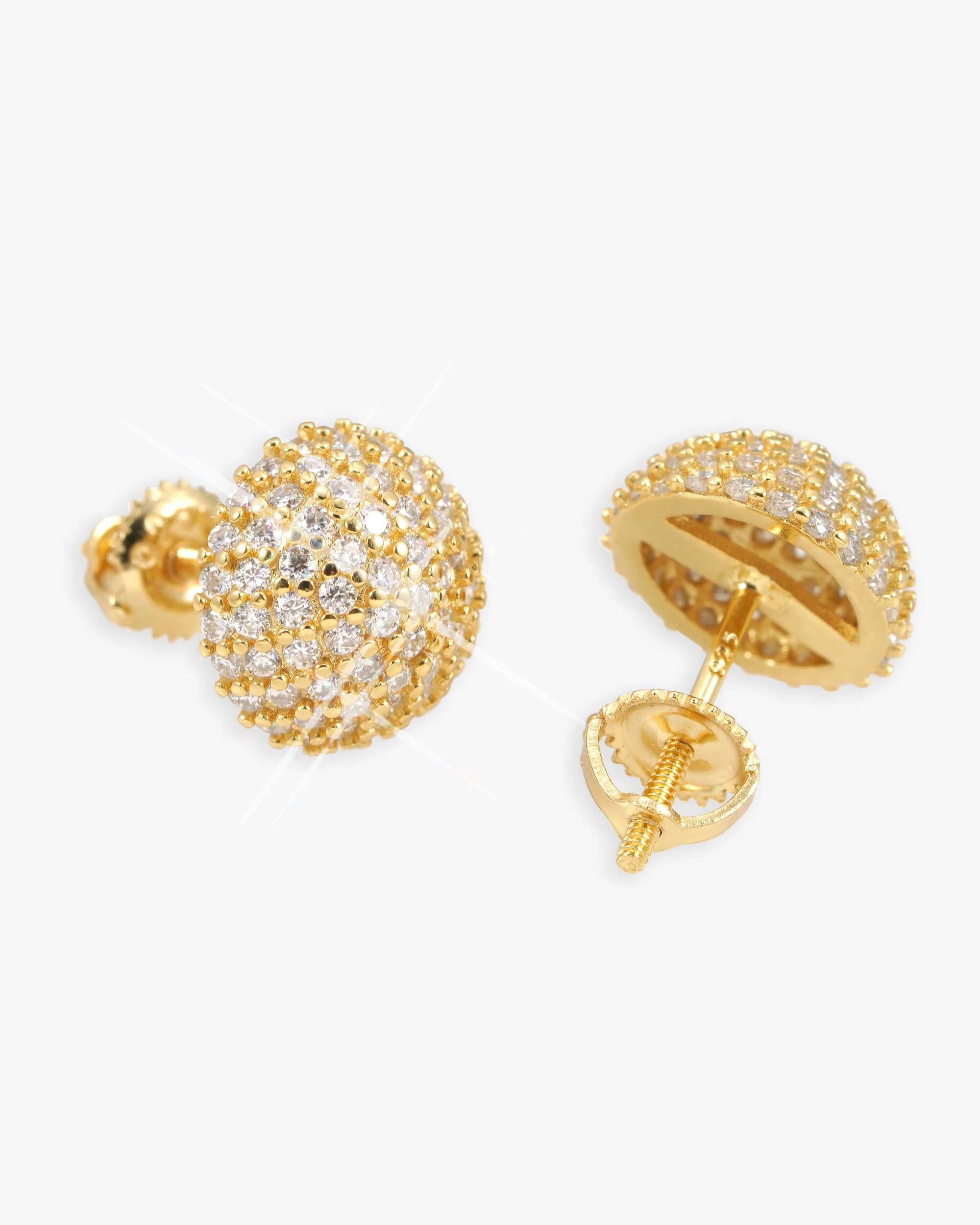 10MM Snowball Moissanite Earrings 14K Gold - Image 2