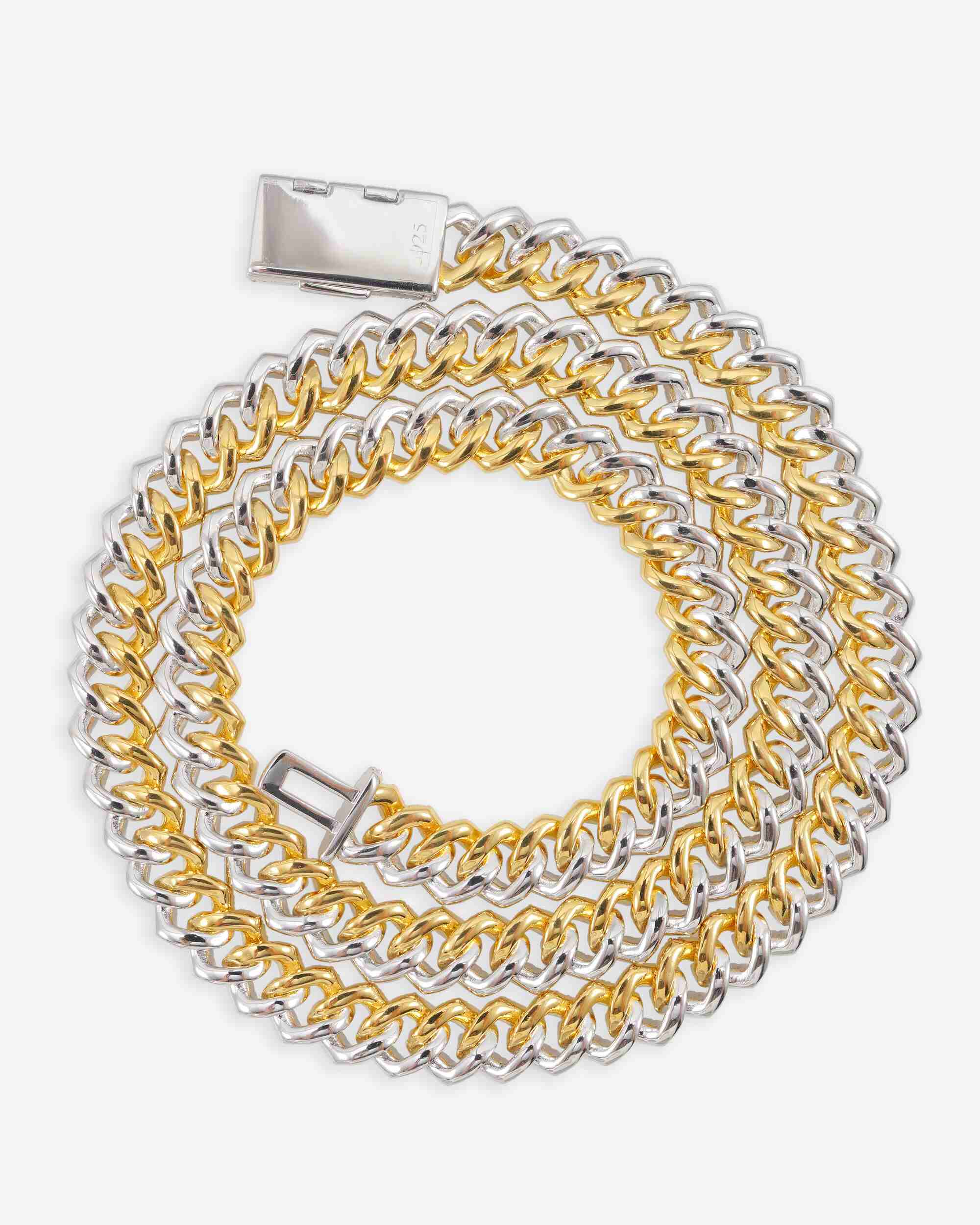 10MM Split Two Tone Moissanite Cuban Link Chain 14K Gold - Image 6