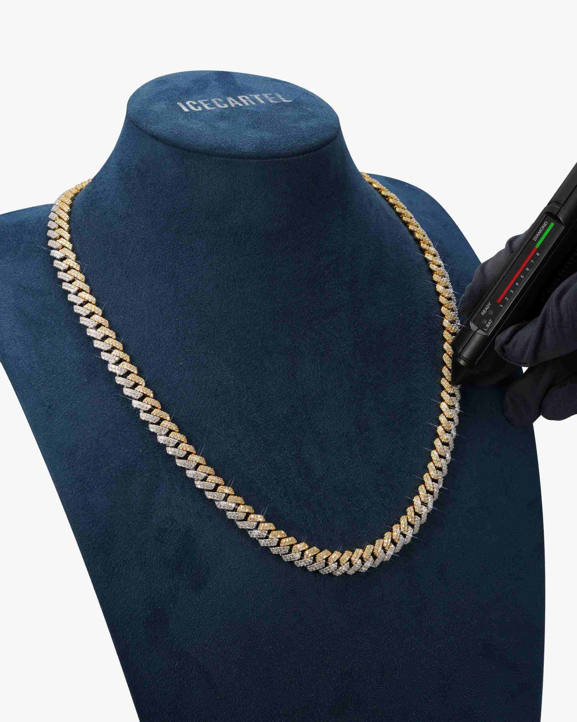 10MM Split Two Tone Moissanite Cuban Link Chain 14K Gold - Image 7