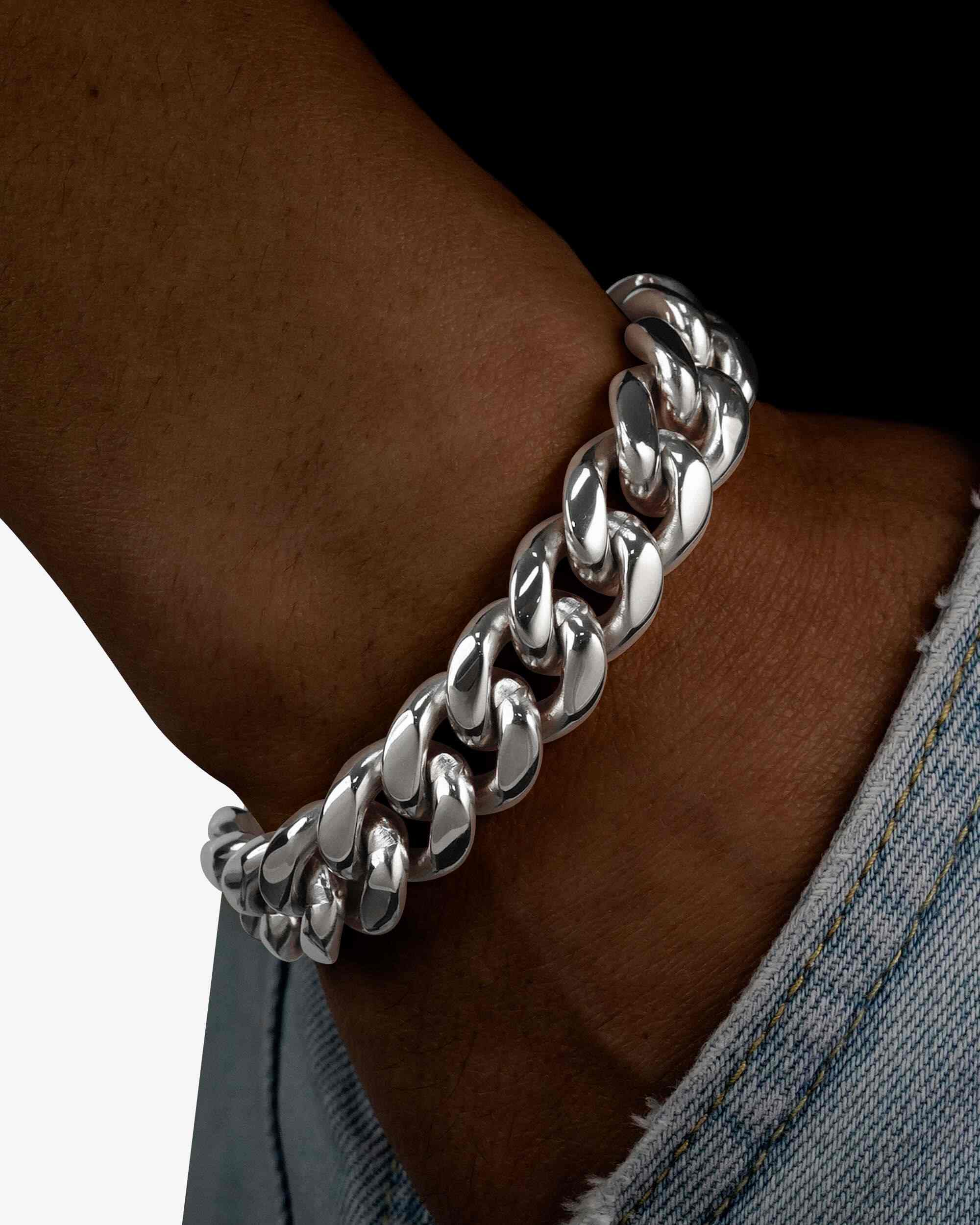 14MM Cuban Link Bracelet Silver - Image 2