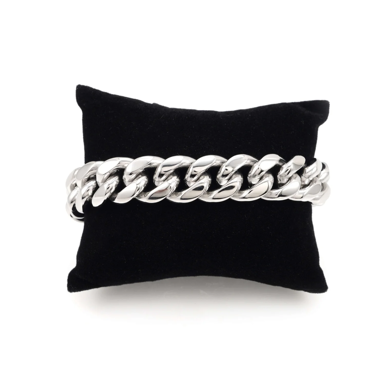 14MM Cuban Link Bracelet Silver - Image 4