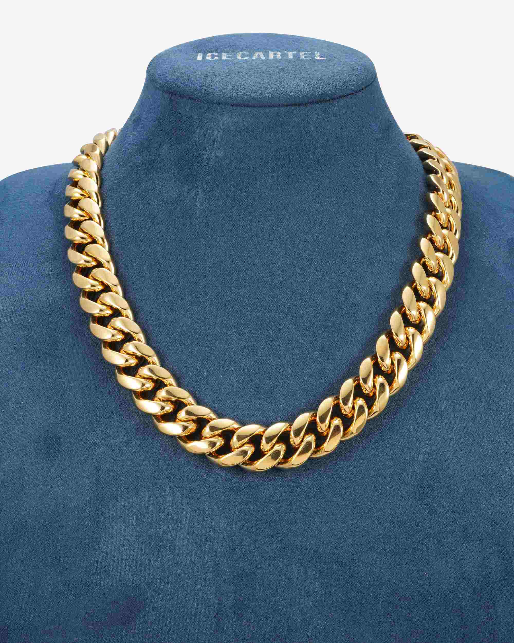 18MM Cuban Link Chain and Bracelet Bundle 14K Gold - Image 3