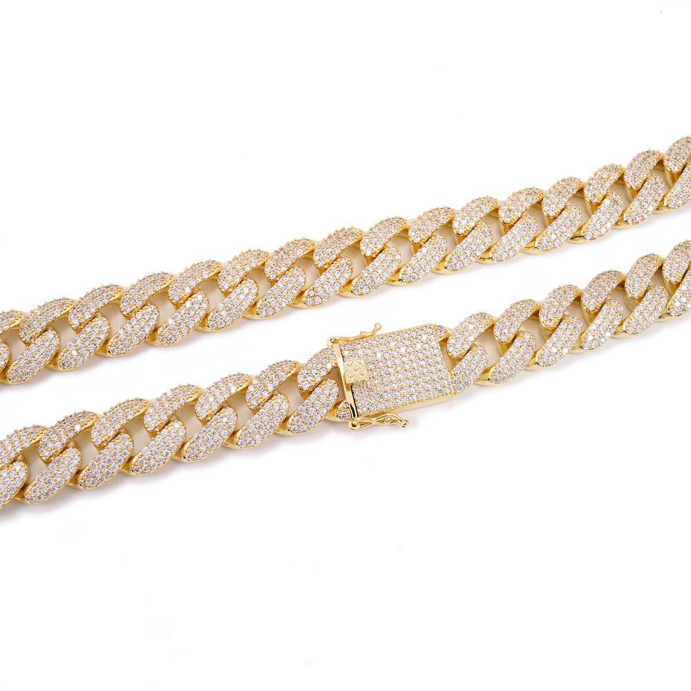 18MM Diamond Cuban Link Chain 14K Solid Yellow Gold - Image 3