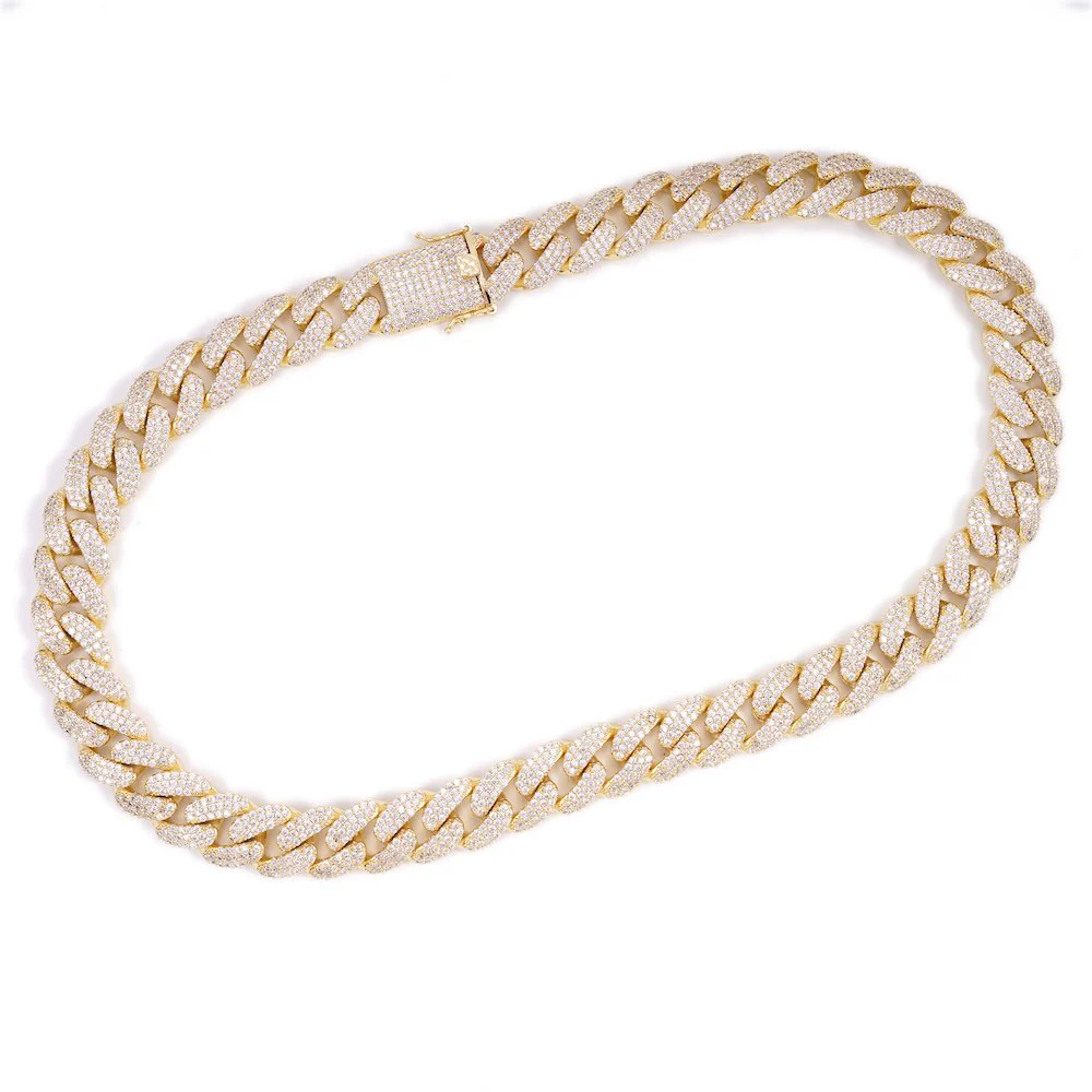 18MM Diamond Cuban Link Chain 14K Solid Yellow Gold - Image 5