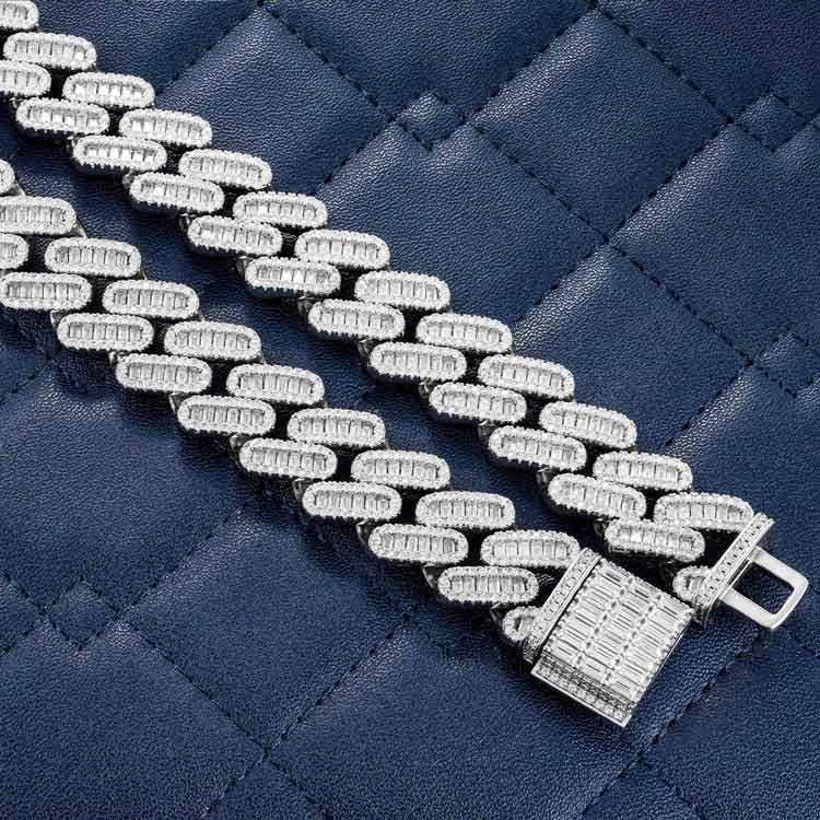 18MM Baguette Moissanite Miami Cuban Link Chain 14K Gold - Image 5