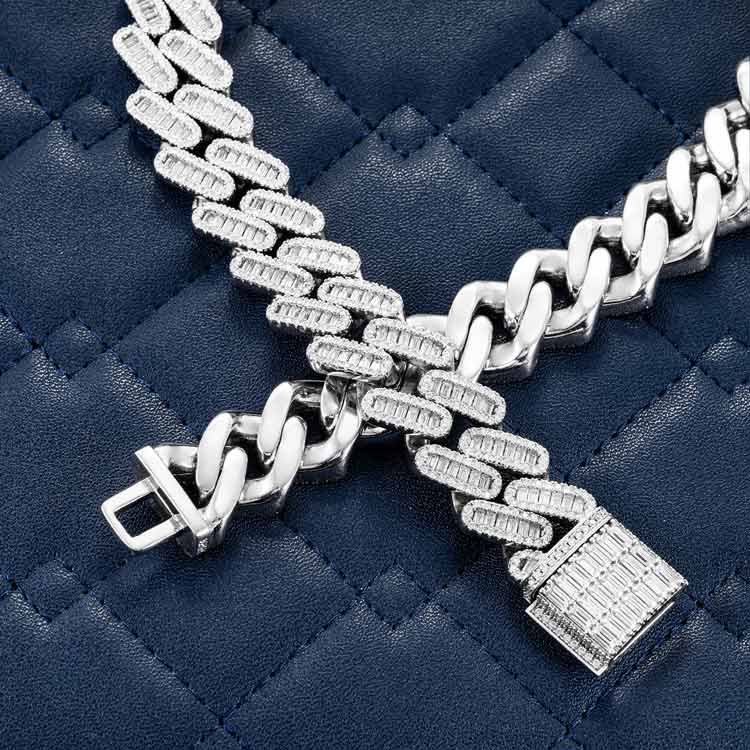 18MM Baguette Moissanite Miami Cuban Link Chain 14K Gold - Image 6