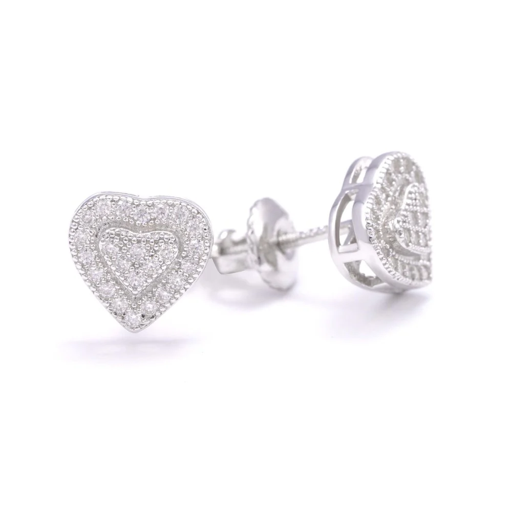 2 Layer Moissanite Heart Earrings 14K Gold - Image 4