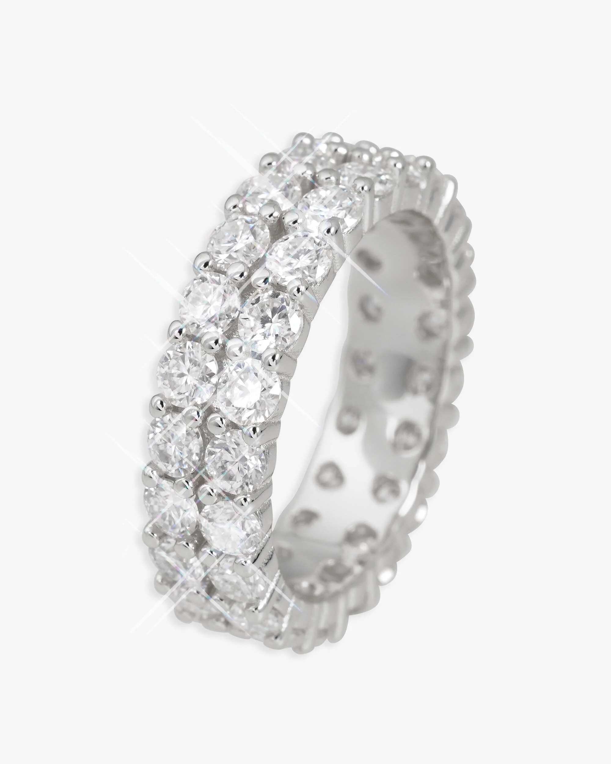 2-Row Moissanite Band Ring 14K Gold - Image 3