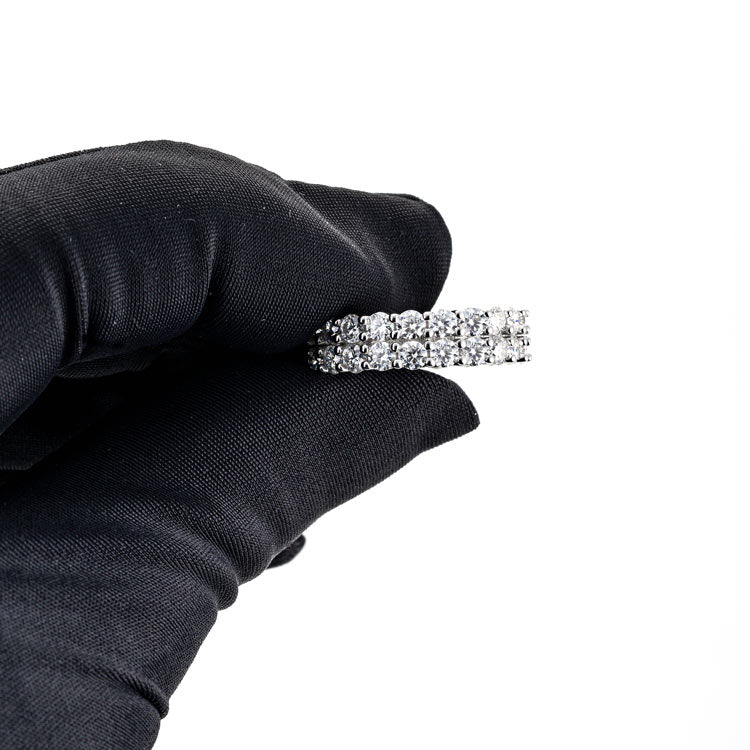 2-Row Moissanite Band Ring 14K Gold - Image 5