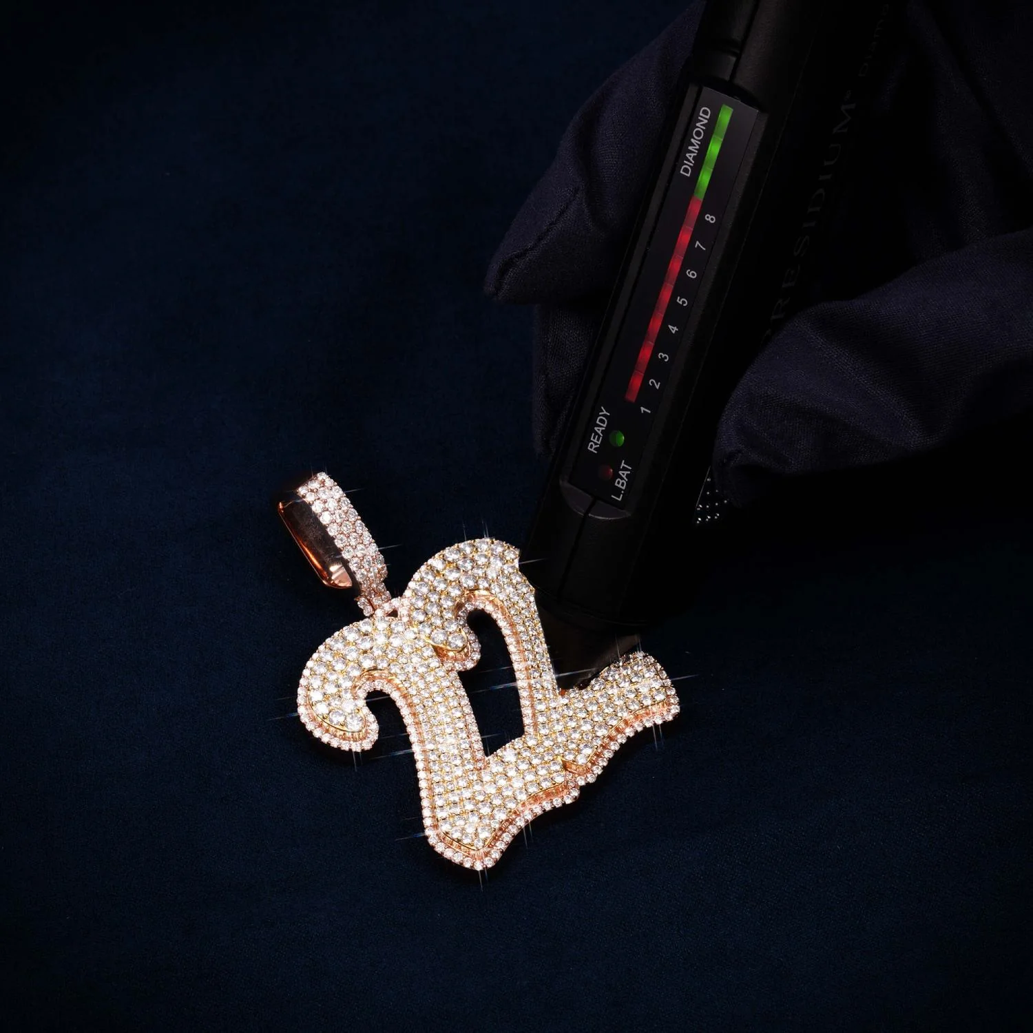 "22" Custom Moissanite Pendant 14K Gold - Image 4