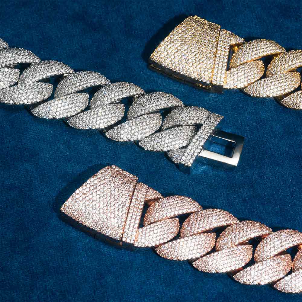22MM Moissanite 6-Row Miami Cuban Link Chain 14K Gold - Image 7