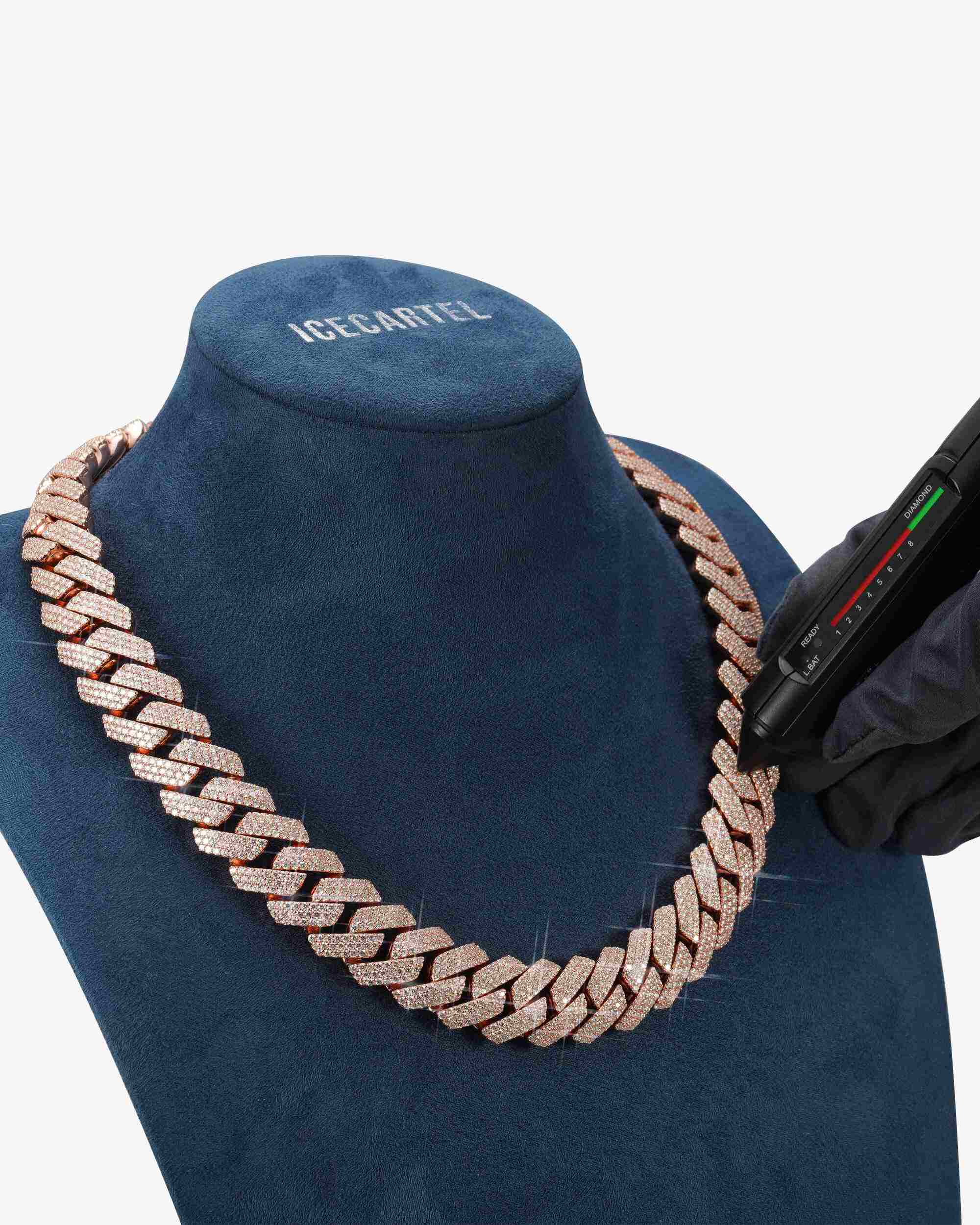 3 Row 20MM Prong Moissanite Cuban Link Chain 14K Gold - Image 10