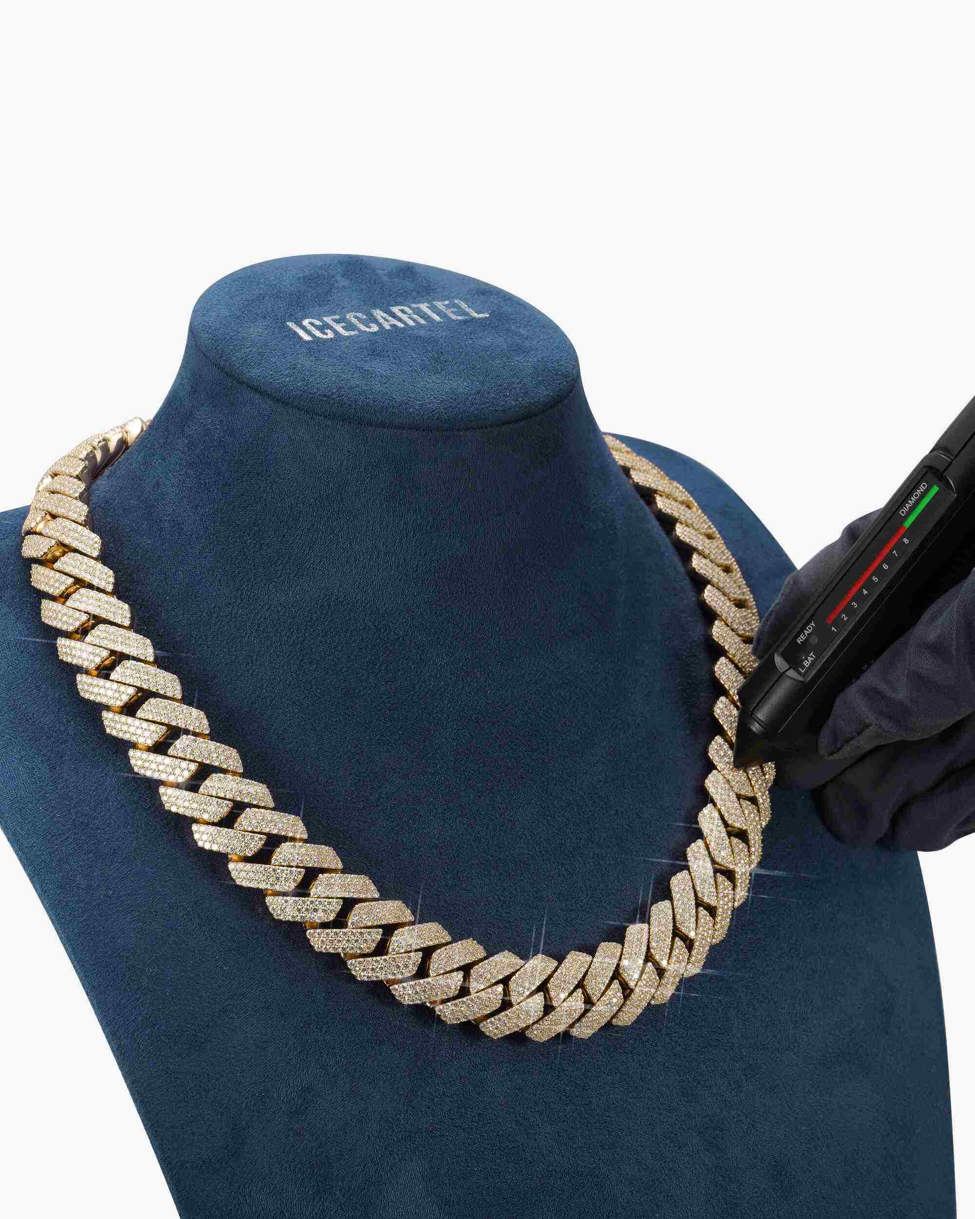 3 Row 20MM Prong Moissanite Cuban Link Chain 14K Gold - Image 17