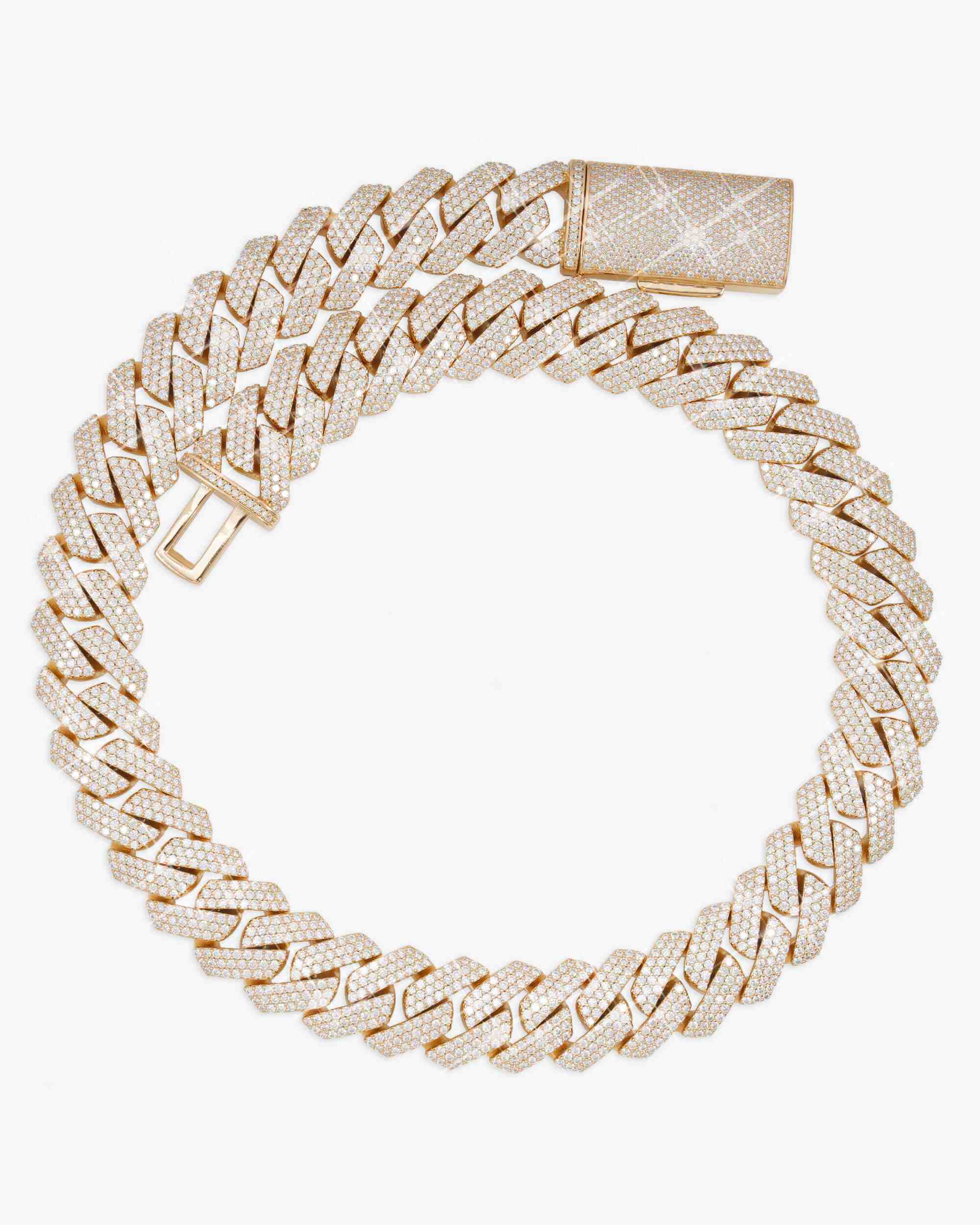 3 Row 20MM Prong Moissanite Cuban Link Chain 14K Gold - Image 18
