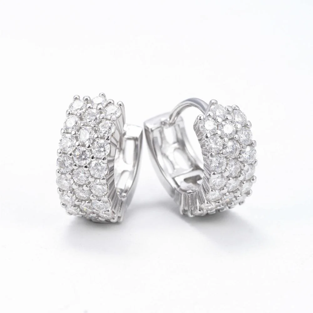 3-Row Drop Moissanite Earrings 14K Gold - Image 3