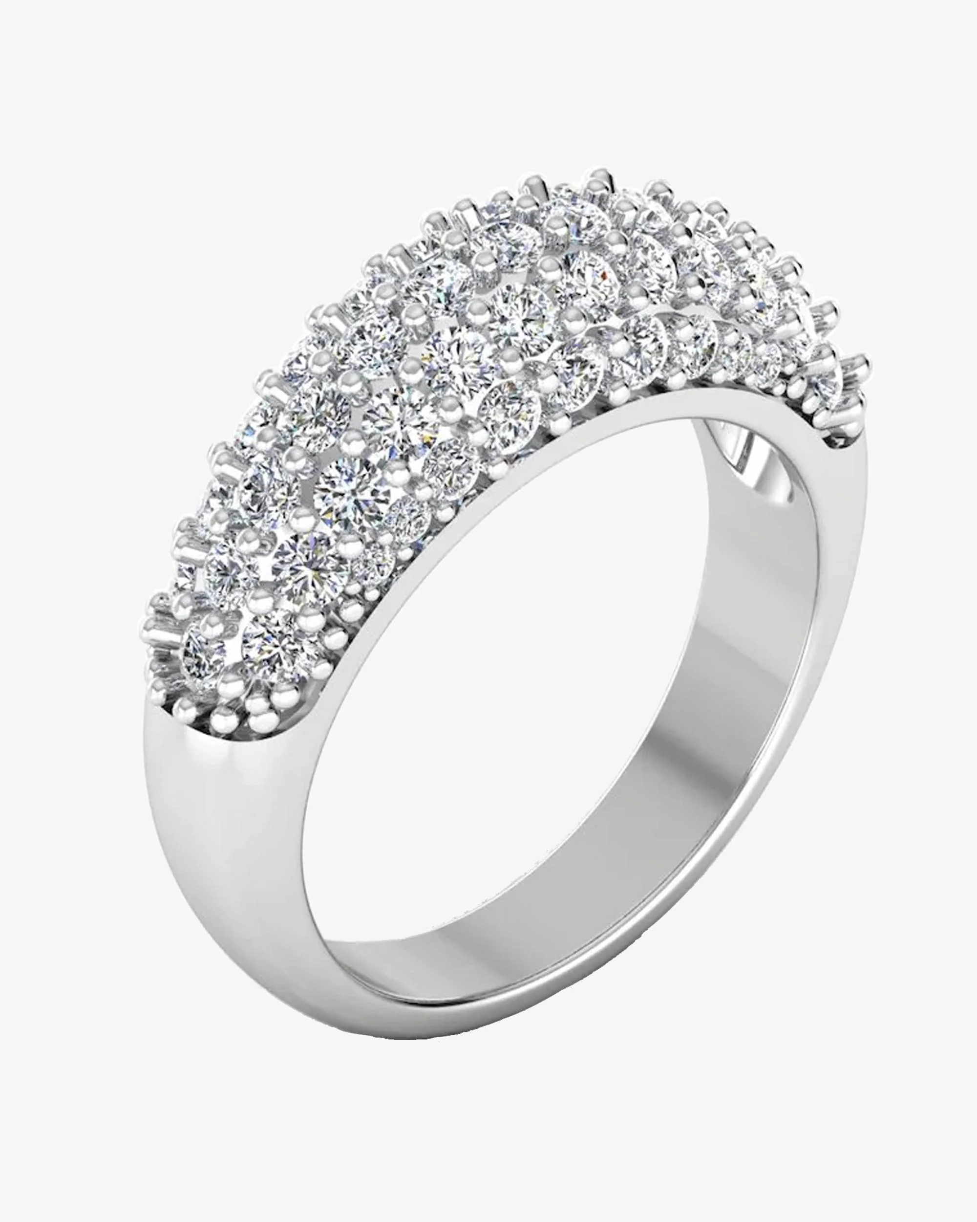3-Row Pave Moissanite Engagement Ring - Image 5