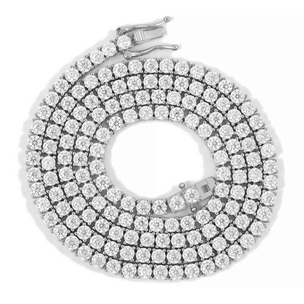 3MM Diamond Tennis Chain 14K Solid White Gold - Image 3