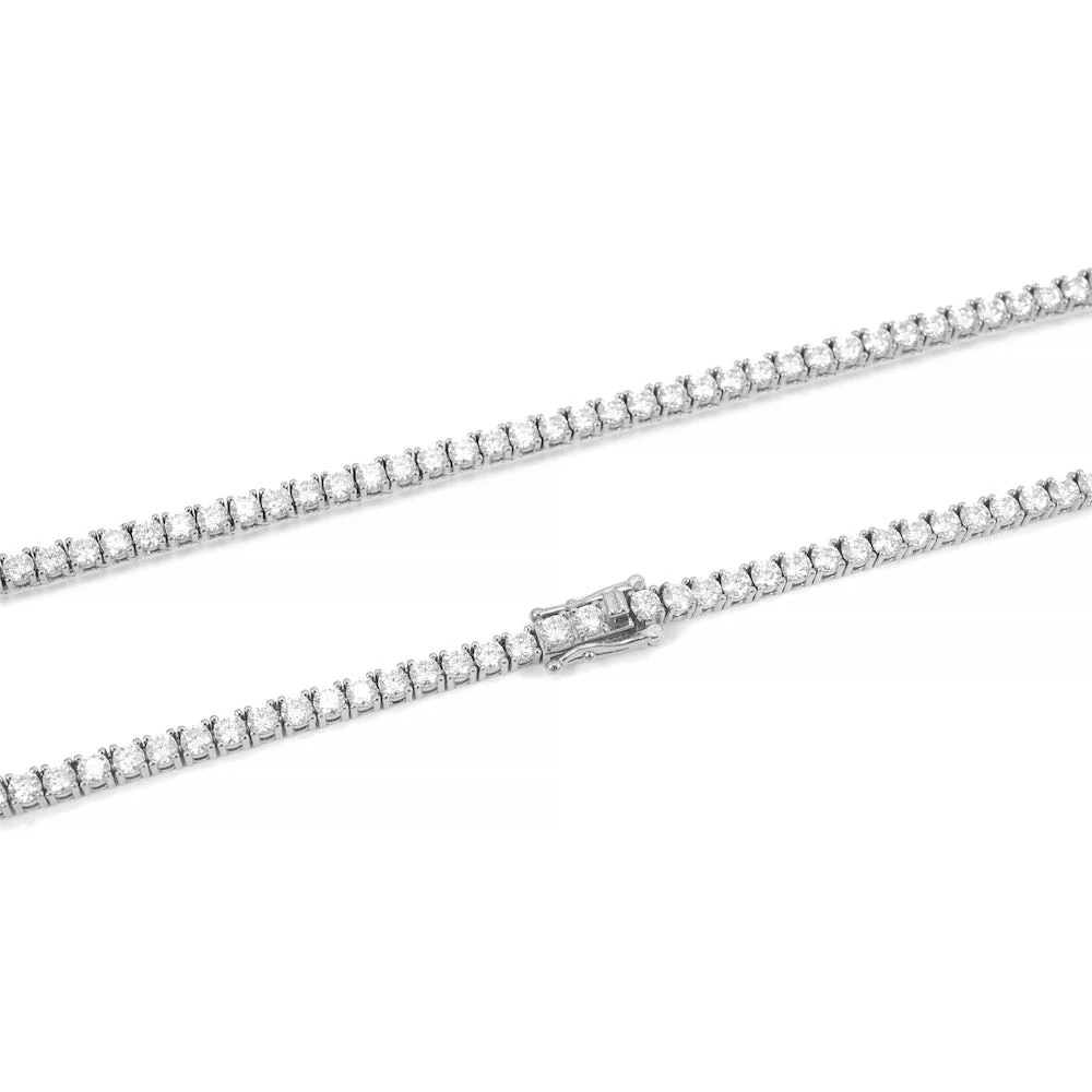 3MM Diamond Tennis Chain 14K Solid White Gold - Image 4