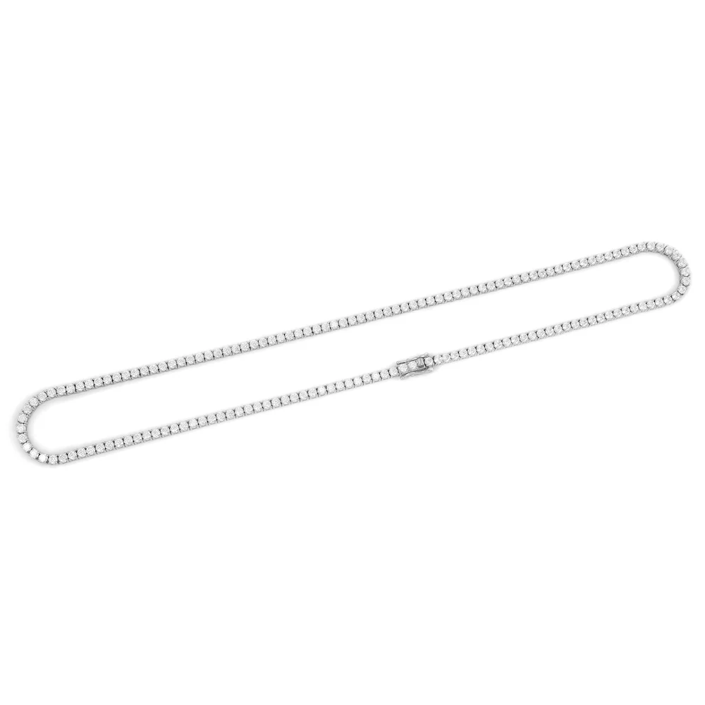 3MM Diamond Tennis Chain 14K Solid White Gold - Image 5