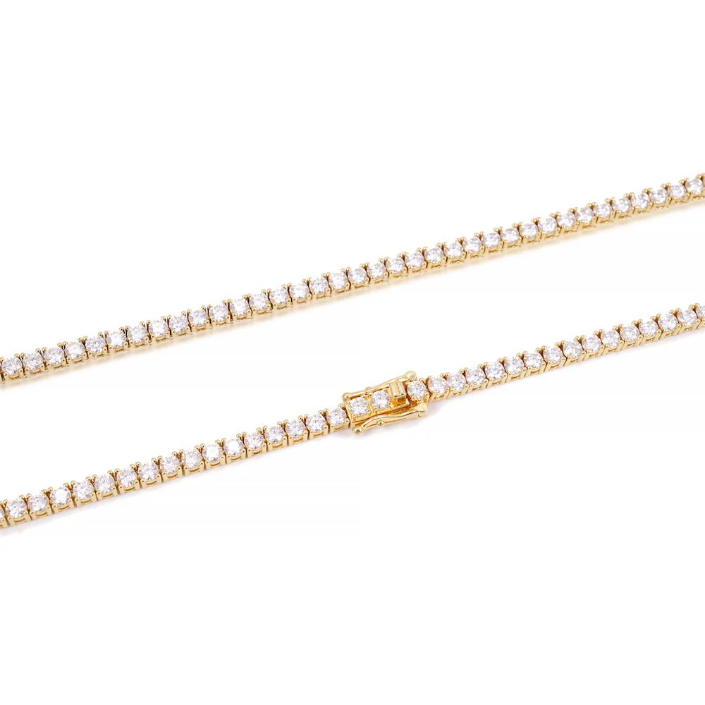 3MM Diamond Tennis Chain 14K Solid Yellow Gold - Image 4