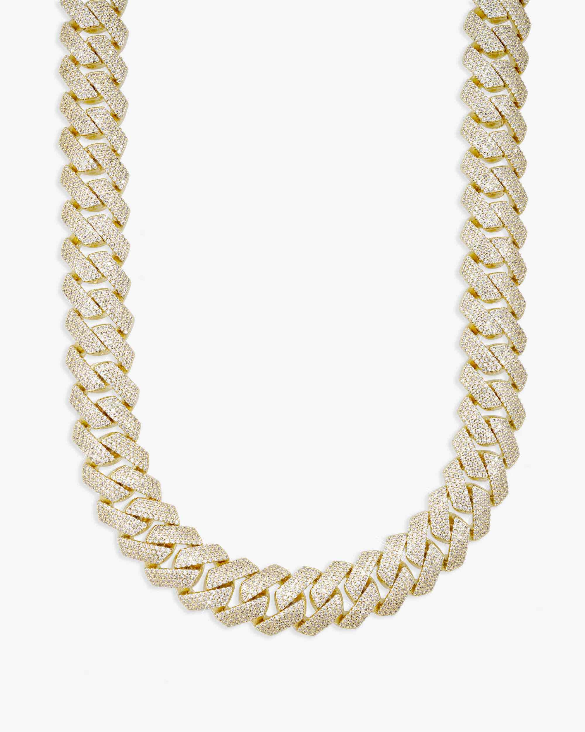 4-Row 15MM Moissanite Cuban Link Chain 14K Gold - Image 8