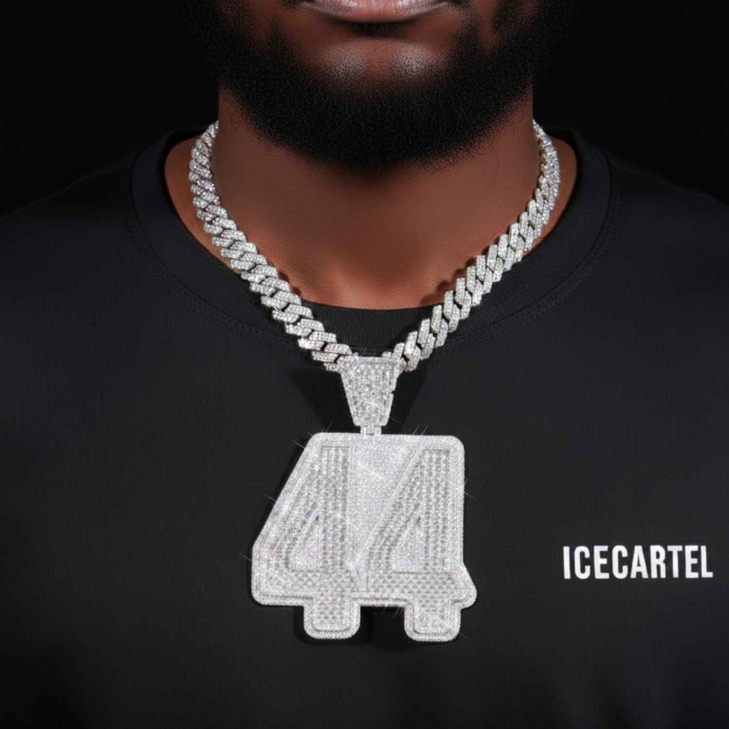 "44" Custom Moissanite Pendant 14K Gold - Image 2