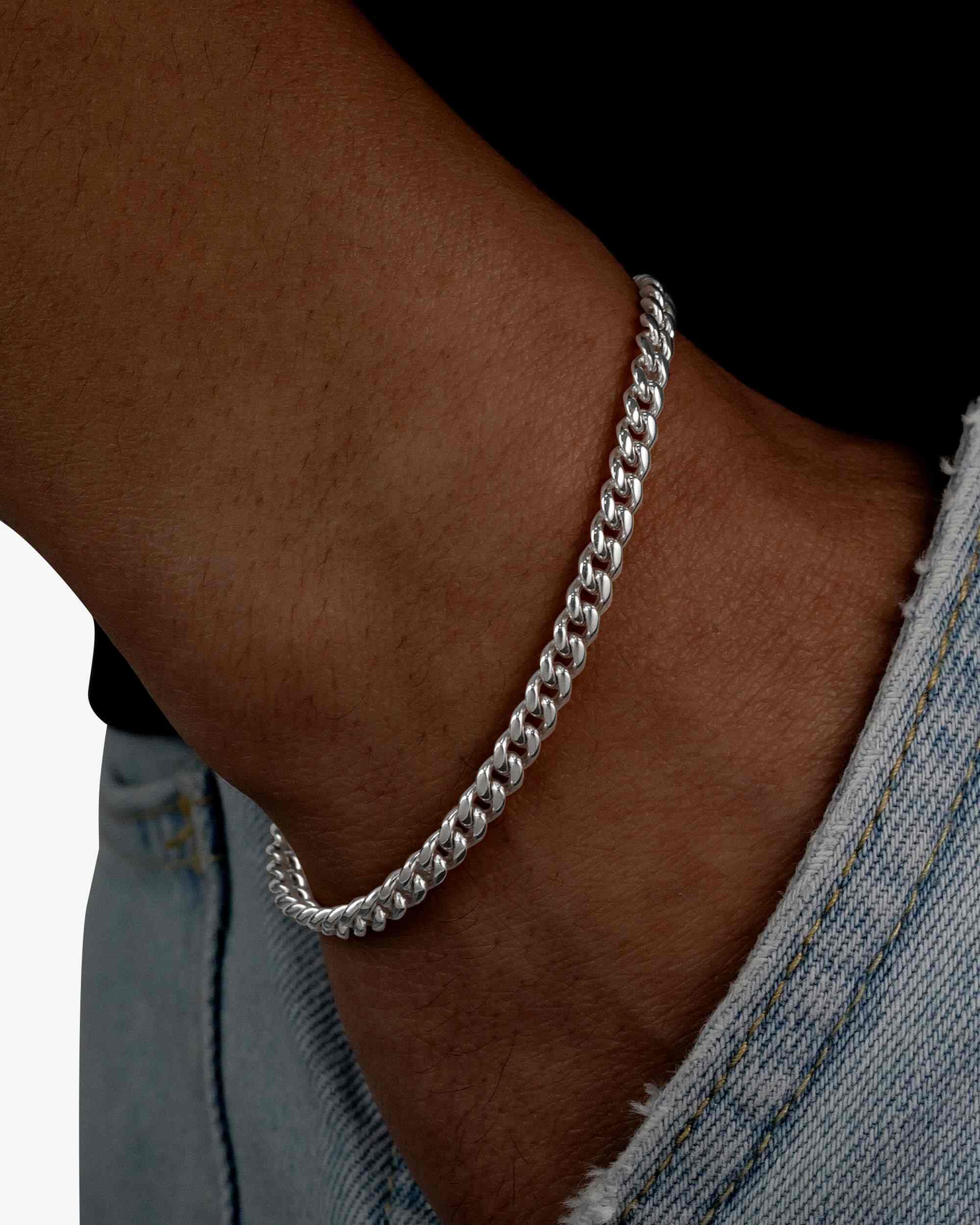 4MM Cuban Link Bracelet Silver - Image 2