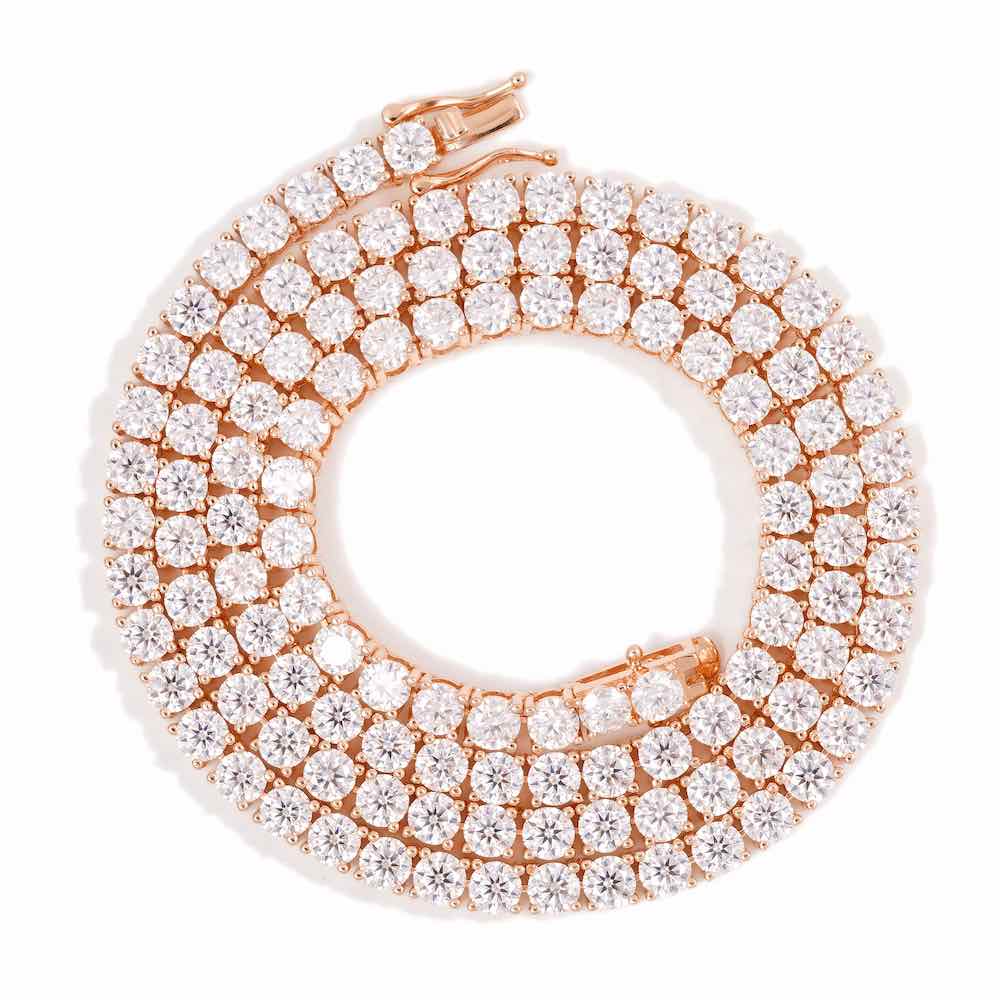 4MM Diamond Tennis Chain 14K Solid Rose Gold - Image 3