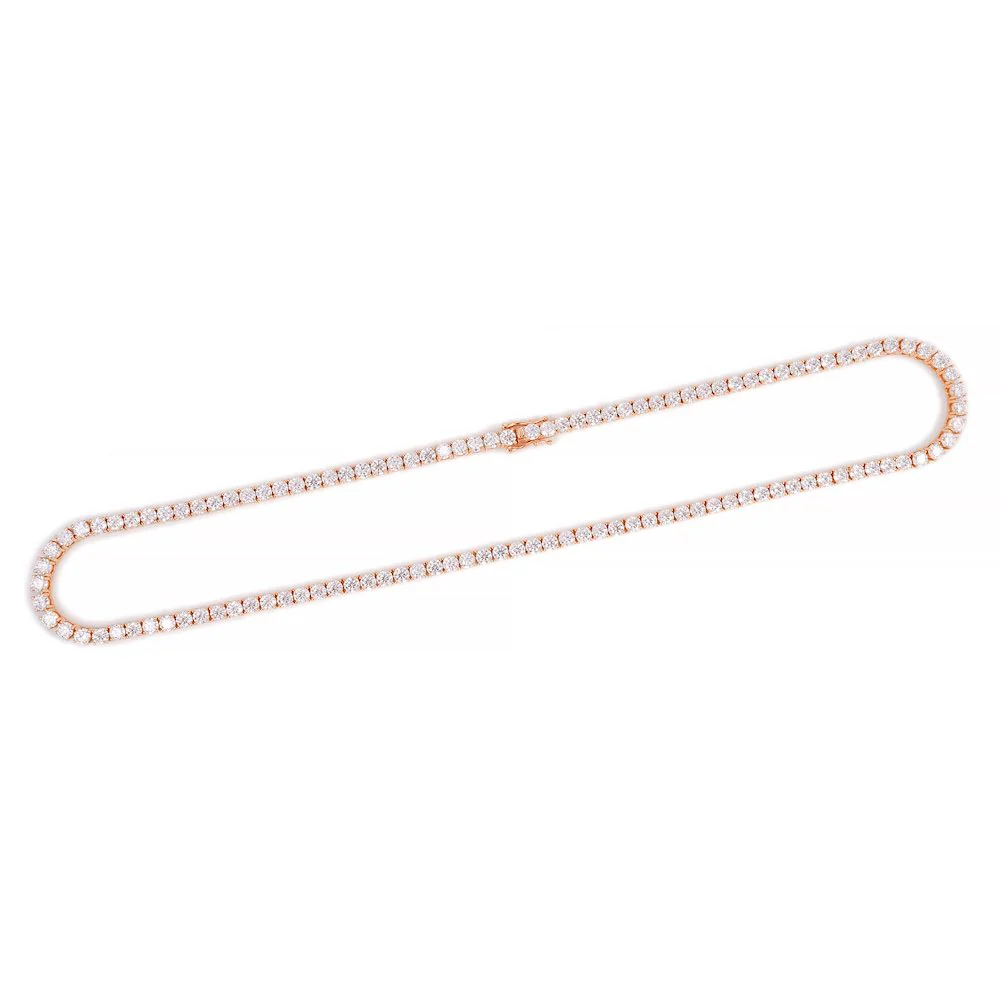 4MM Diamond Tennis Chain 14K Solid Rose Gold - Image 5