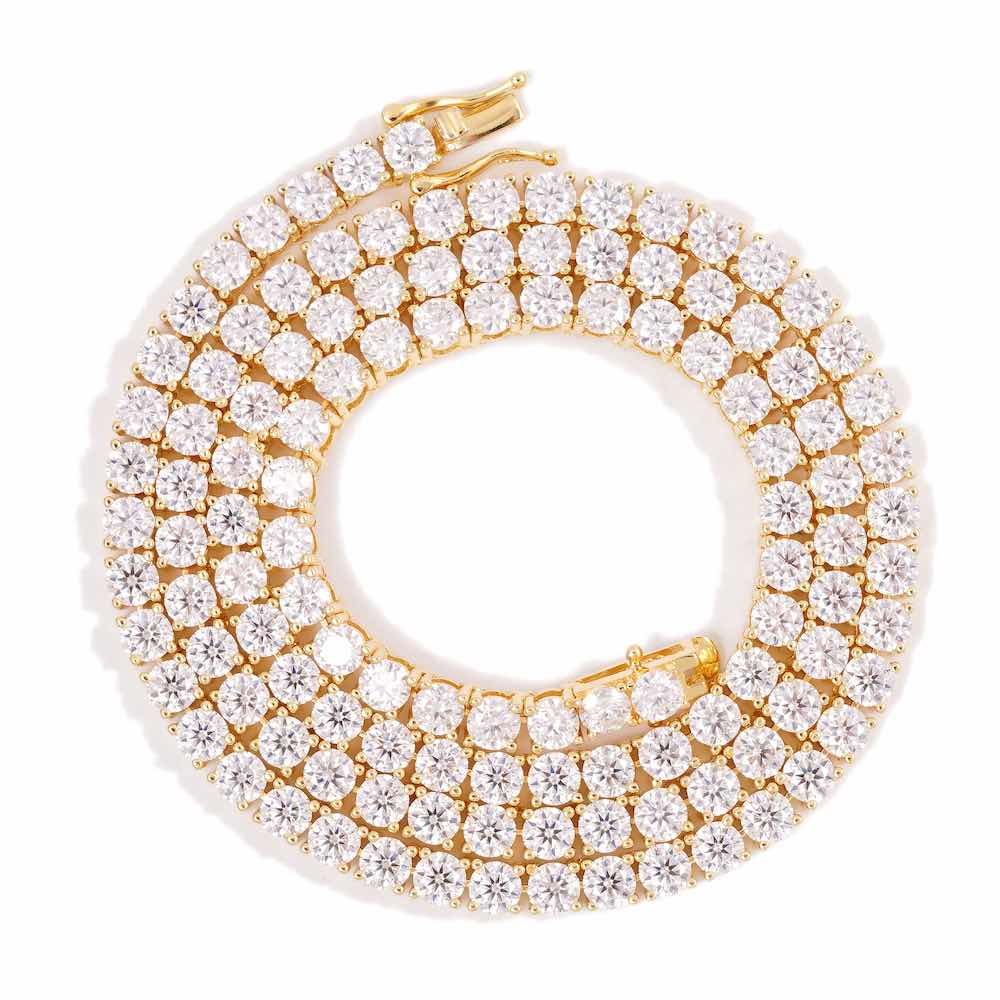 4MM Diamond Tennis Chain 14K Solid Yellow Gold - Image 3