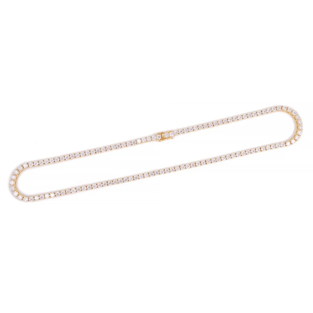 4MM Diamond Tennis Chain 14K Solid Yellow Gold - Image 5
