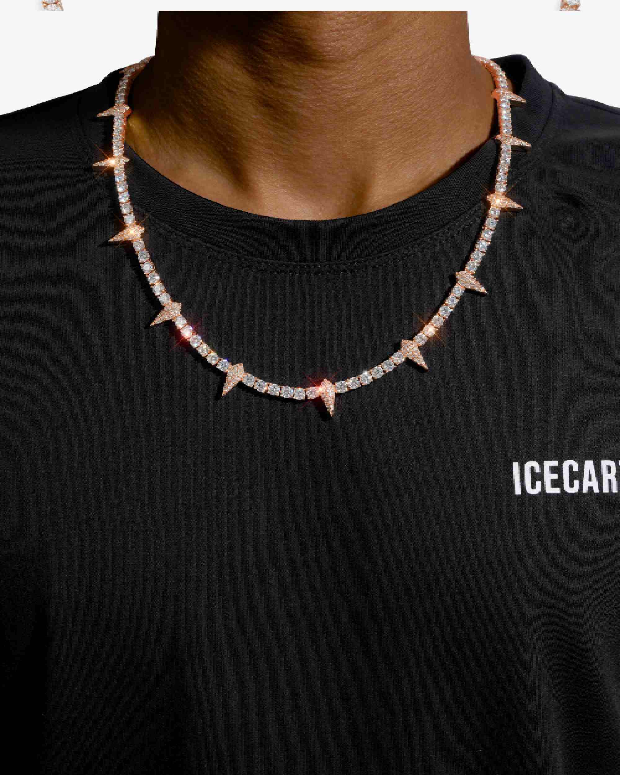 4MM Moissanite Spiked Tennis Chain 14K Gold - Image 11