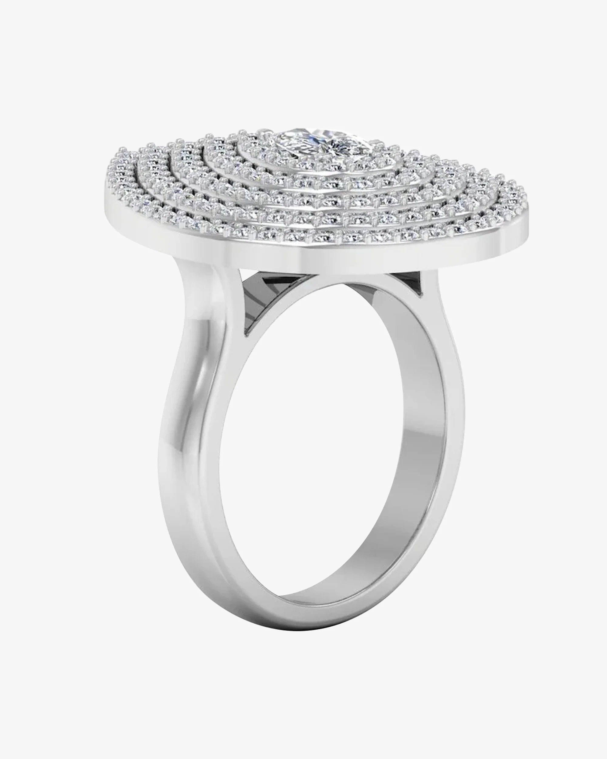 5-Row Pear Cluster Moissanite Engagement Ring - Image 3