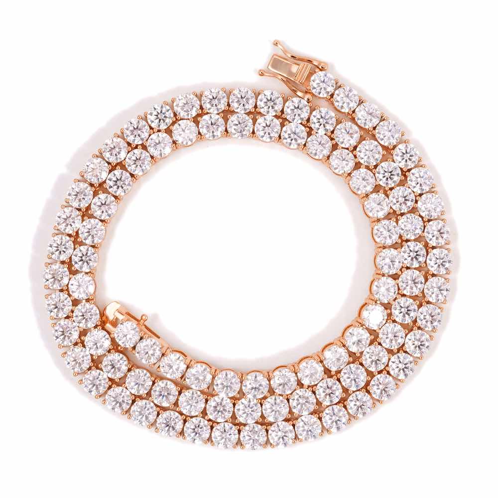 5MM Diamond Tennis Chain 14K Solid Rose Gold - Image 3