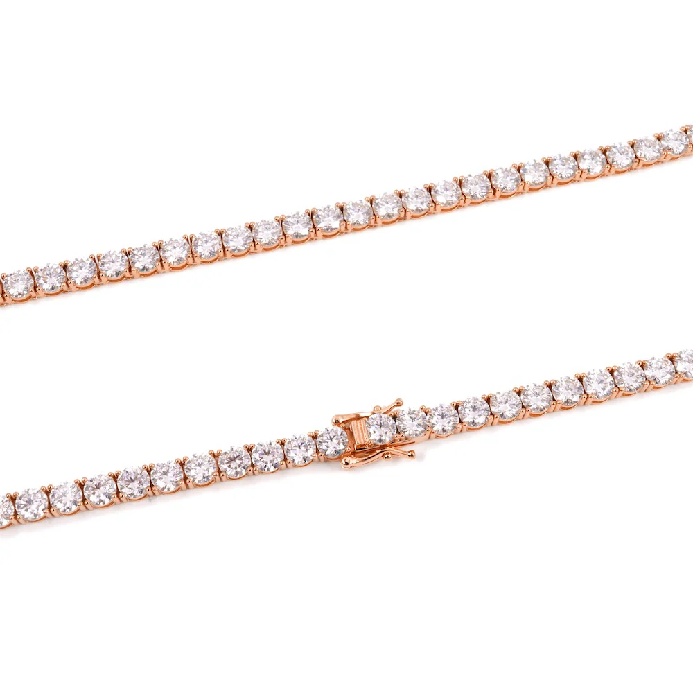 5MM Diamond Tennis Chain 14K Solid Rose Gold - Image 4