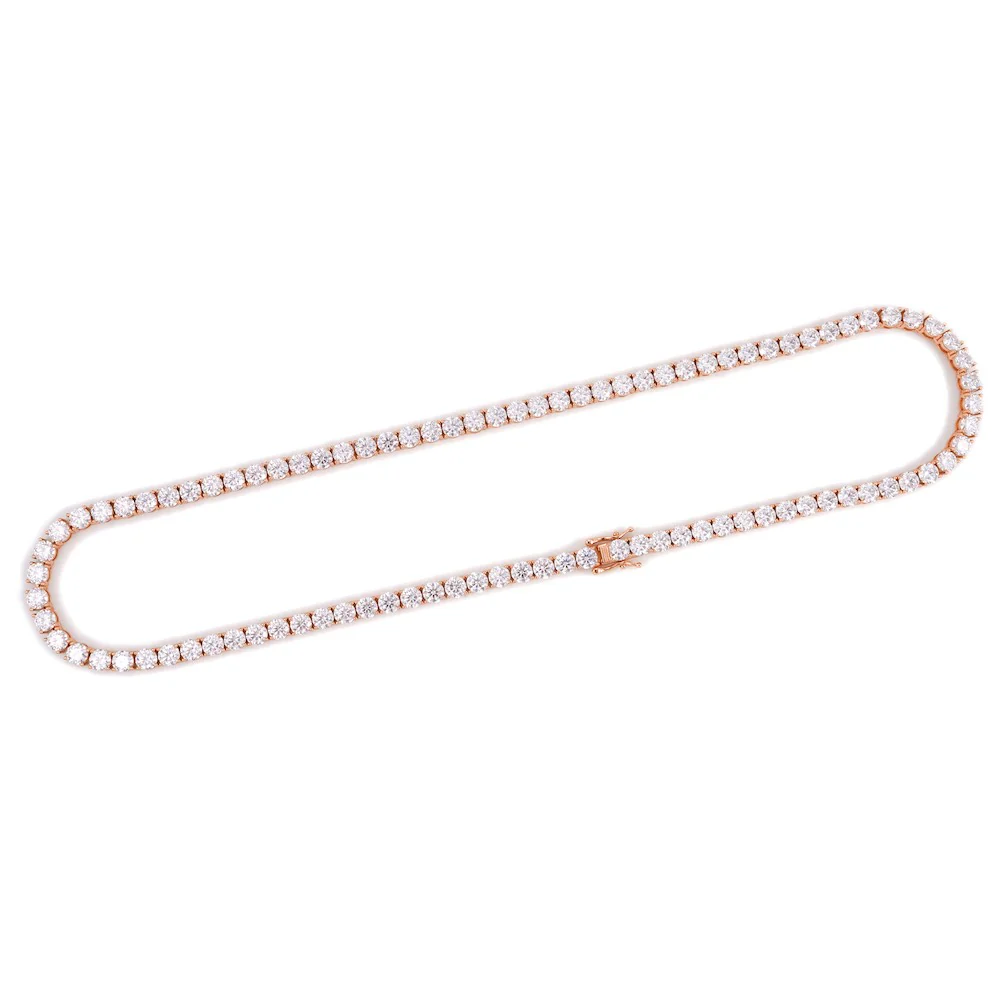 5MM Diamond Tennis Chain 14K Solid Rose Gold - Image 5