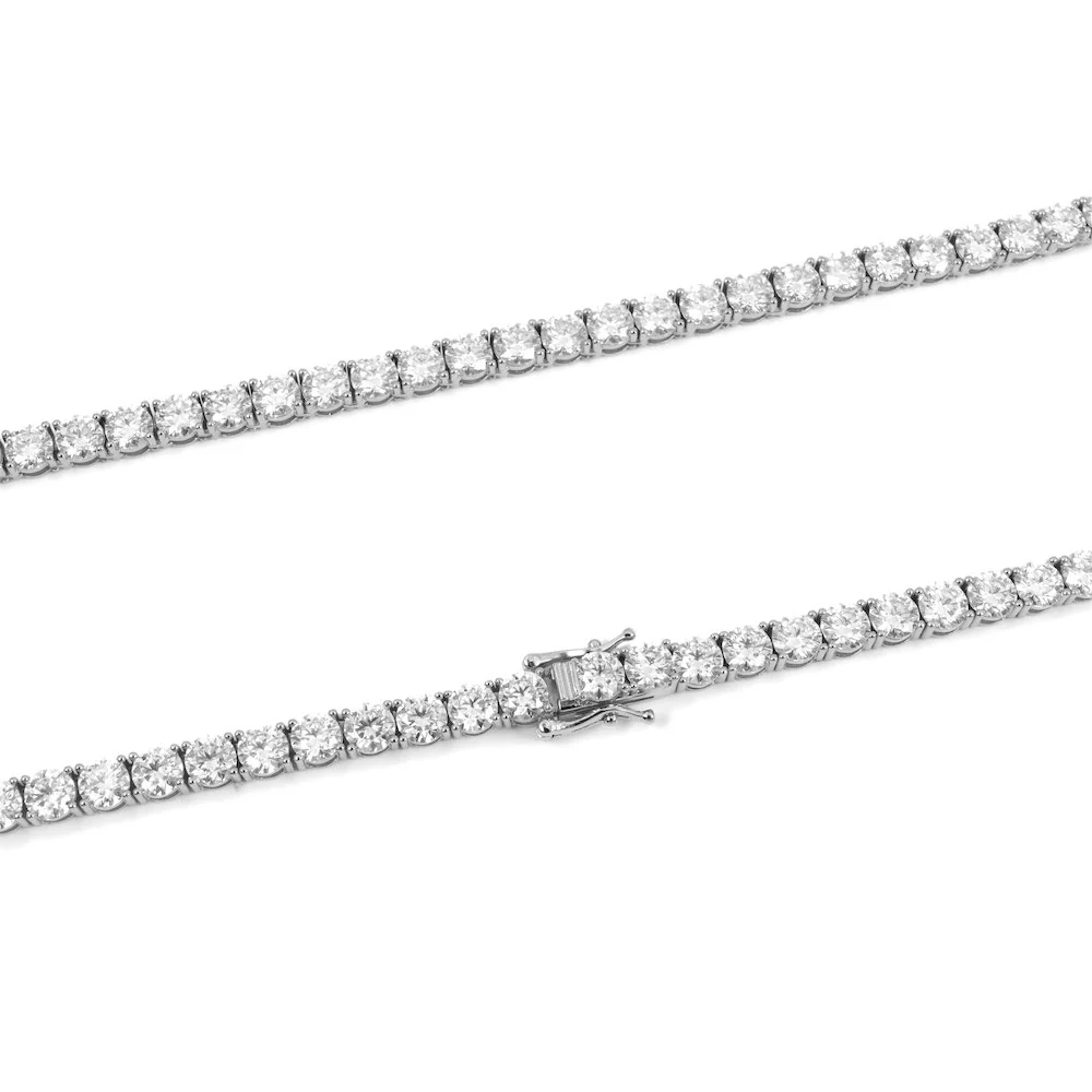 5MM Diamond Tennis Chain 14K Solid White Gold - Image 4