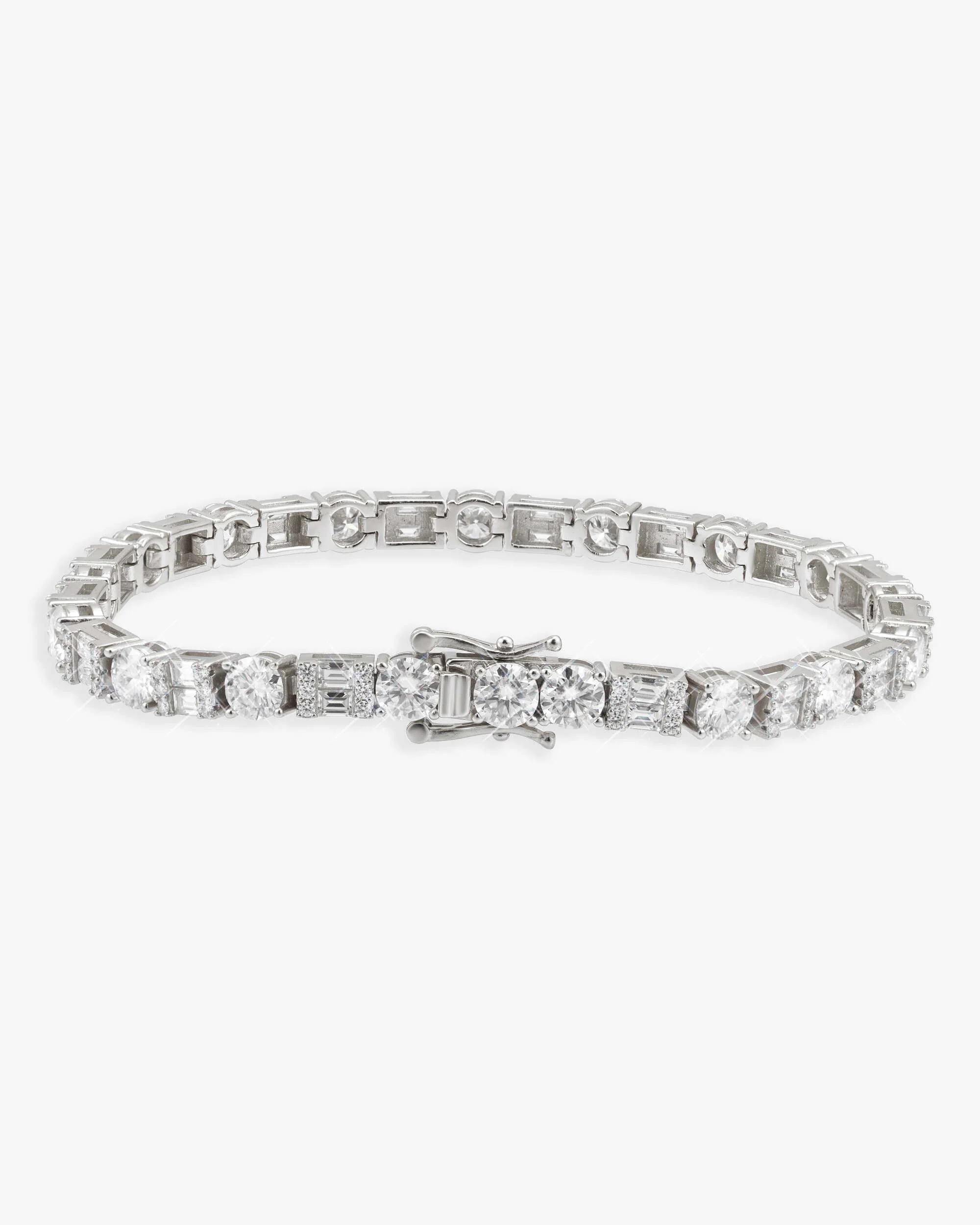 5MM Hybrid Cut Moissanite Tennis Bracelet 14K Gold - Image 4