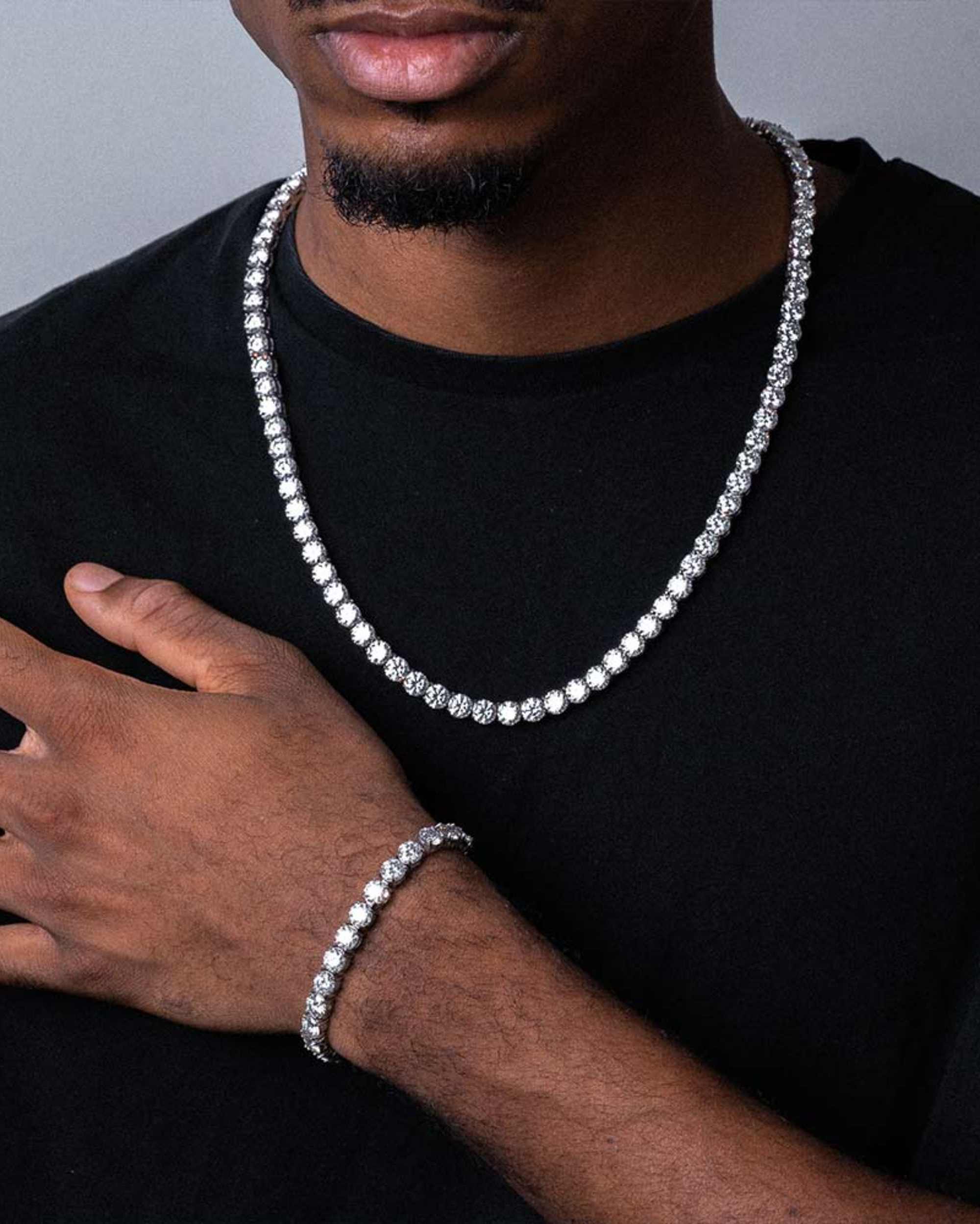5MM Moissanite Tennis Chain/Bracelet Bundle 14K Gold - Image 4