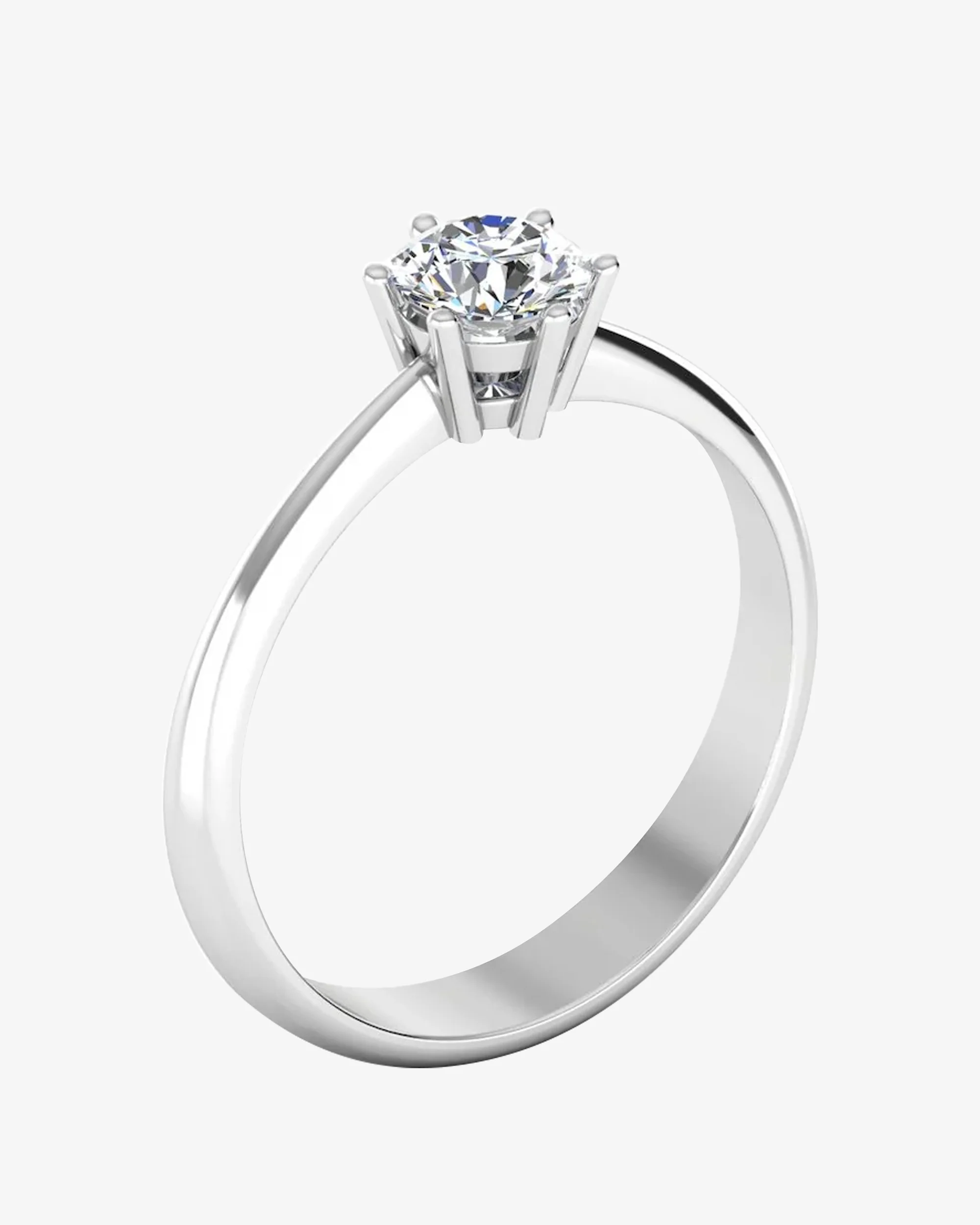 6 Prong Petite Moissanite Round Solitaire Engagement Ring - Image 3