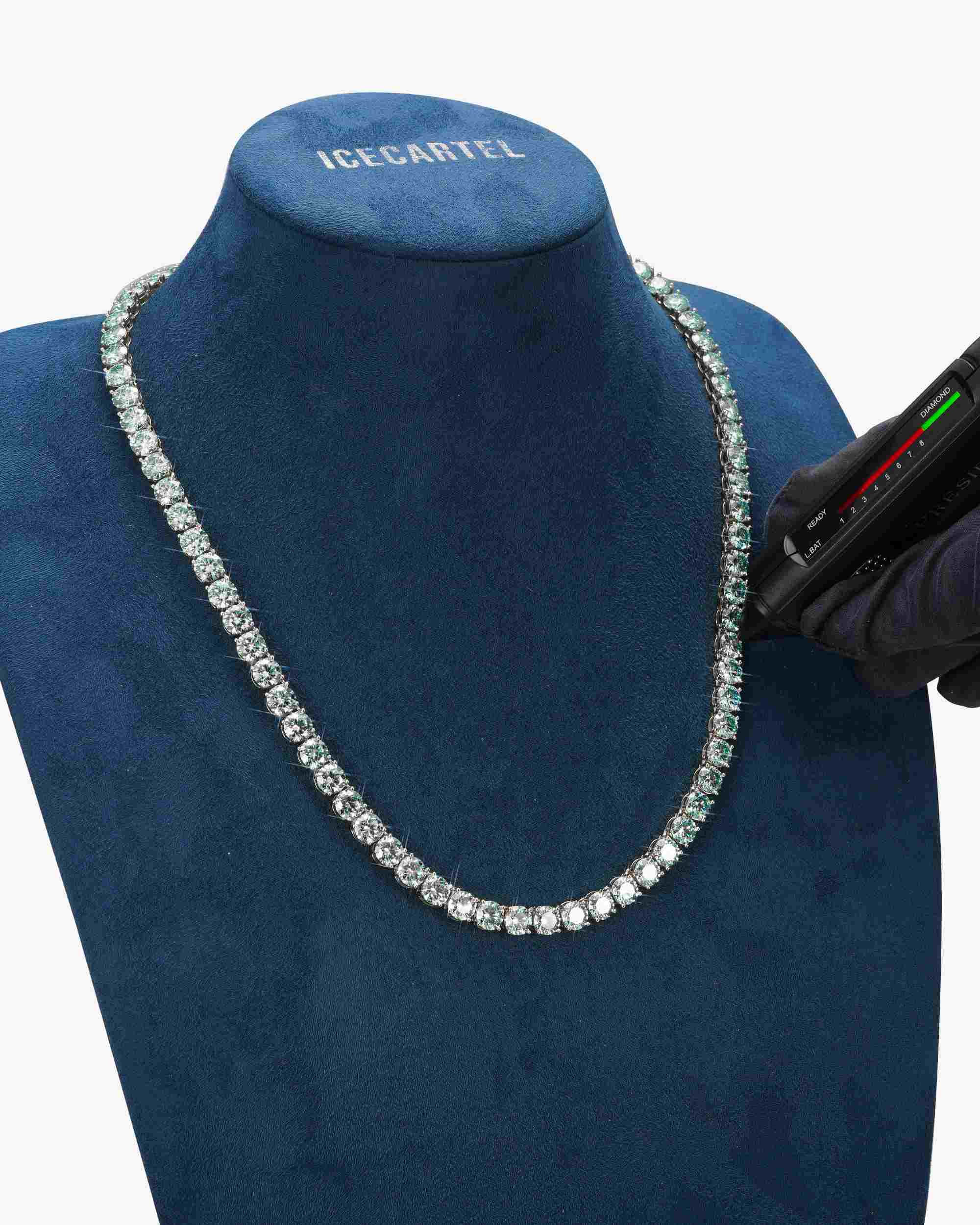 6MM Blue Moissanite Tennis Chain 14K Gold - Image 7