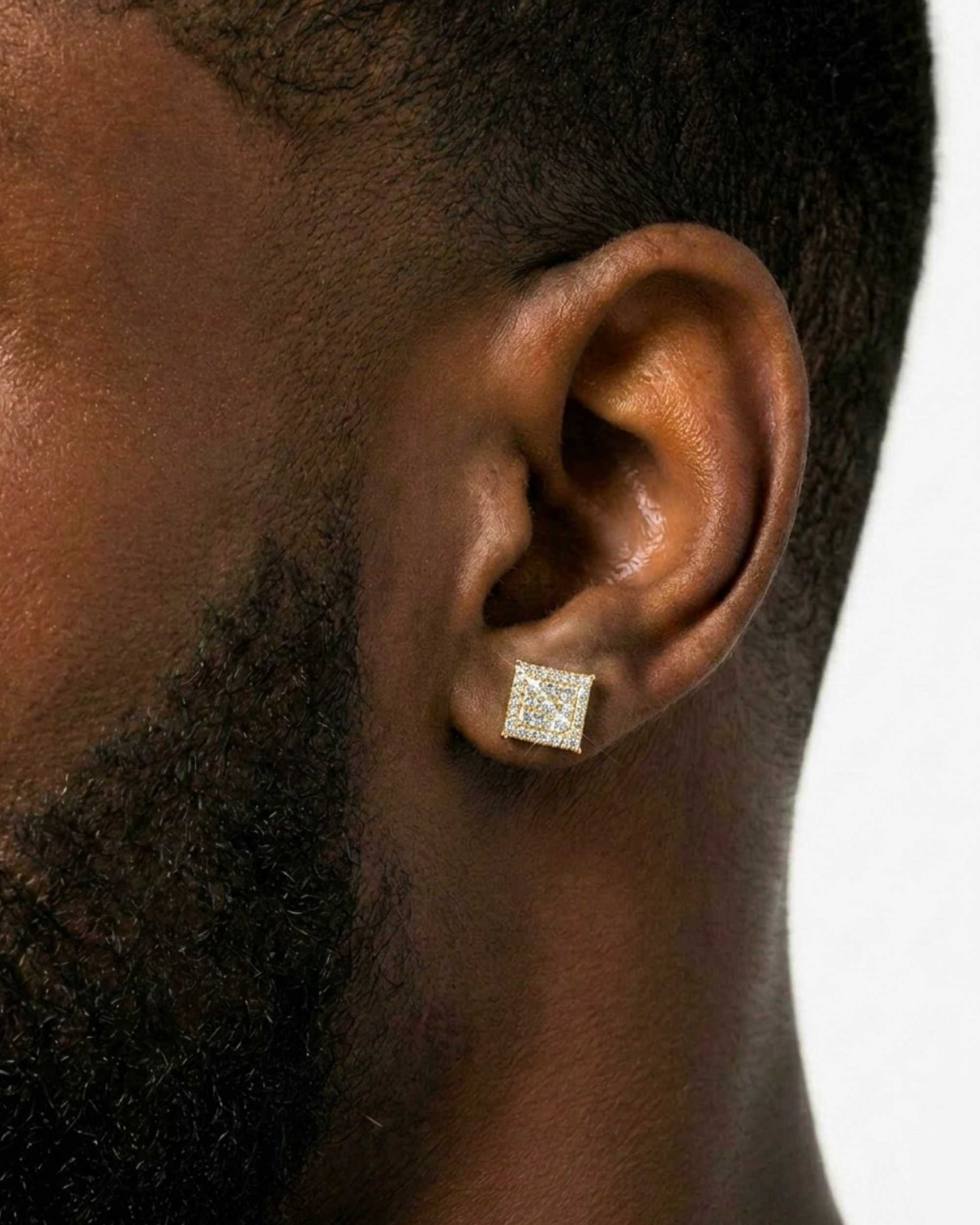 9MM Moissanite Square Earrings 14K Gold - Image 4