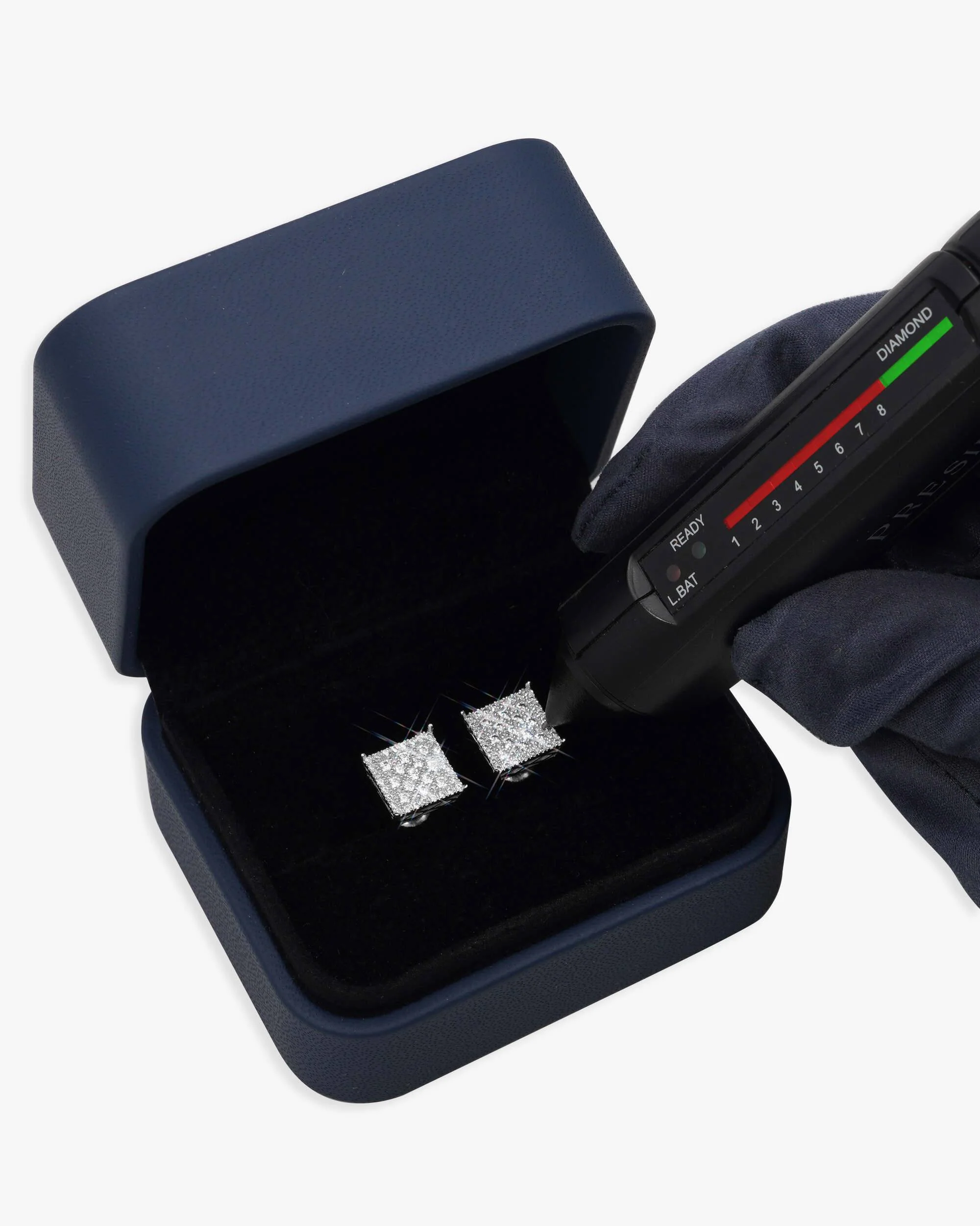 9MM Moissanite Square Earrings 14K Gold - Image 5