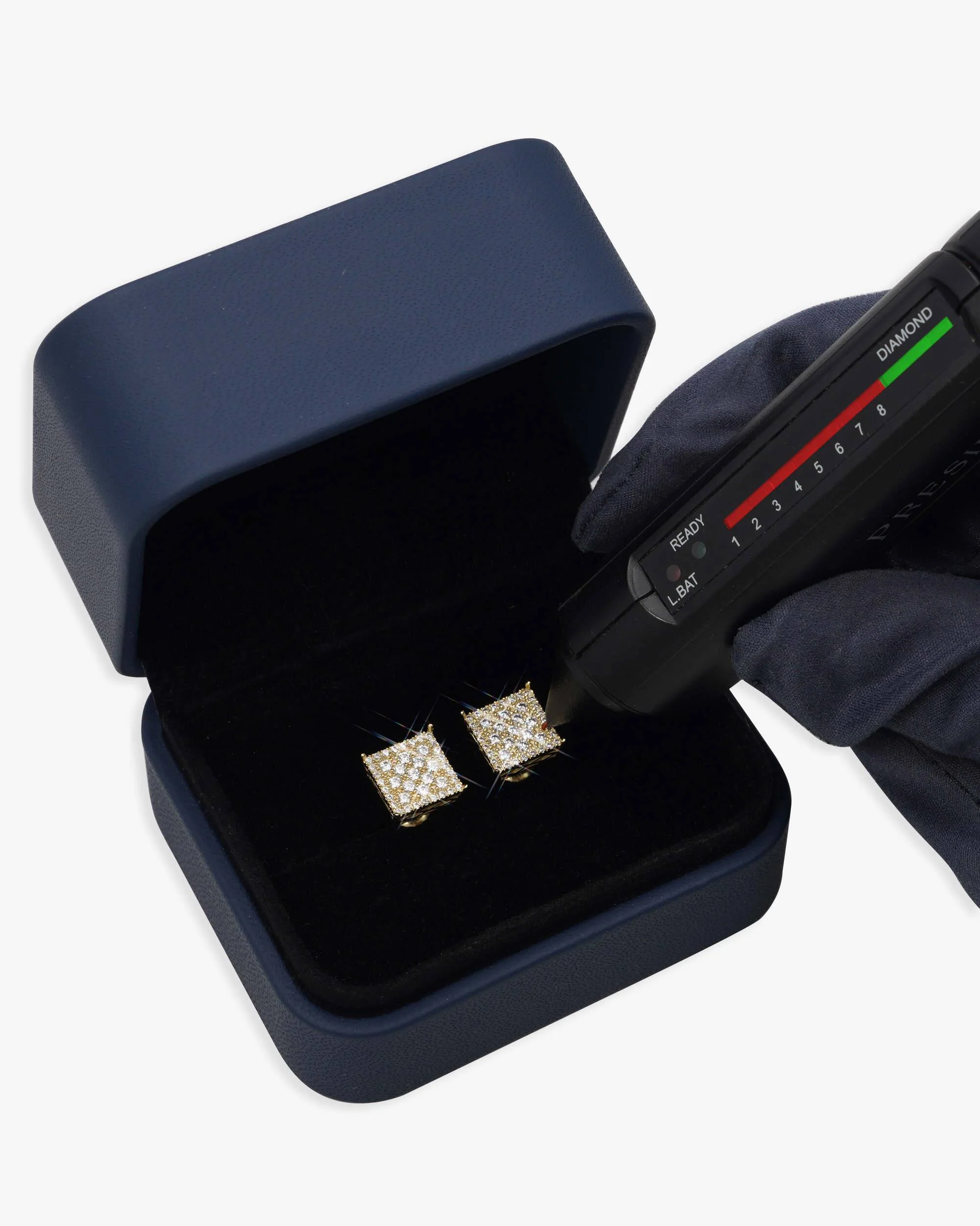 9MM Moissanite Square Earrings 14K Gold - Image 6
